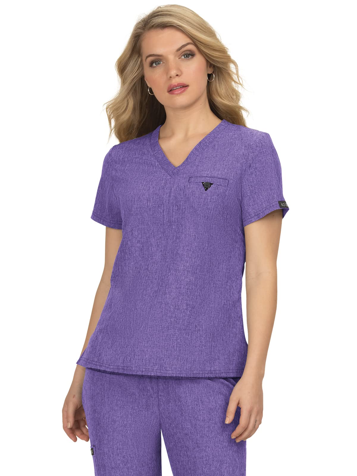 KOI Basics 1011 Kade Top - Heather Wisteria Loose Fit Casual T-Shirt for Women | Soft Cotton Blend | Everyday Wear, Layering & Street Style Outfits