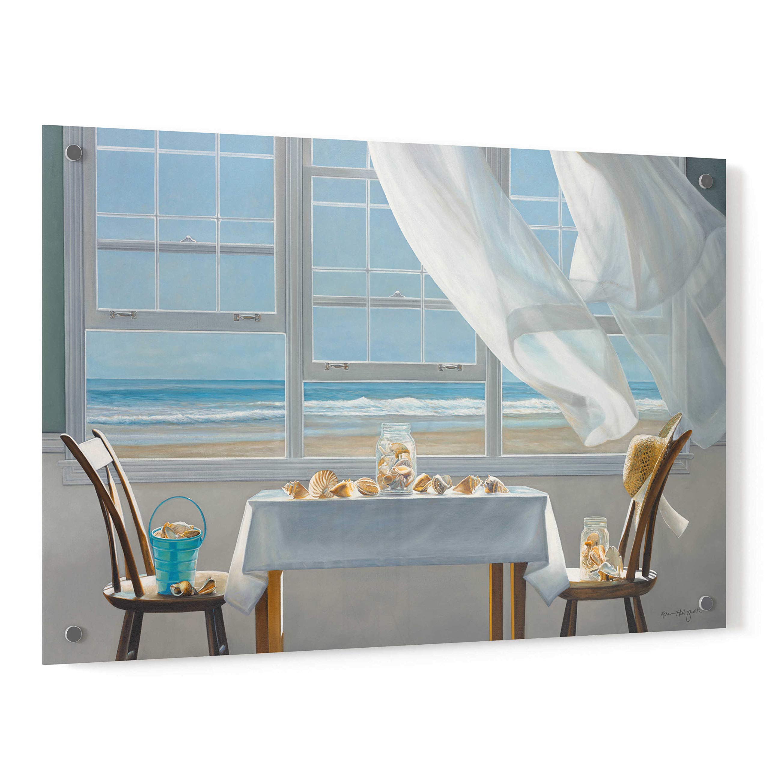Karen Hollingsworth 'The Shell Collectors' Acrylic Wall Art Painting - 36x24 Inches Coastal Beach Decor for Living Room, Bedroom & Office