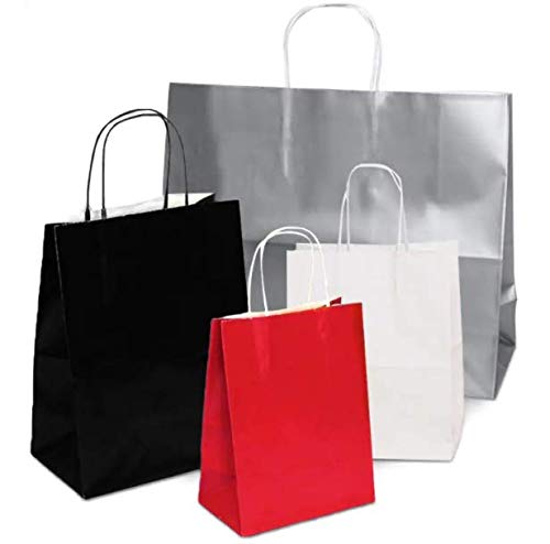 Premium Red Glossy Handle Gift Bags - 250 Pack, 8