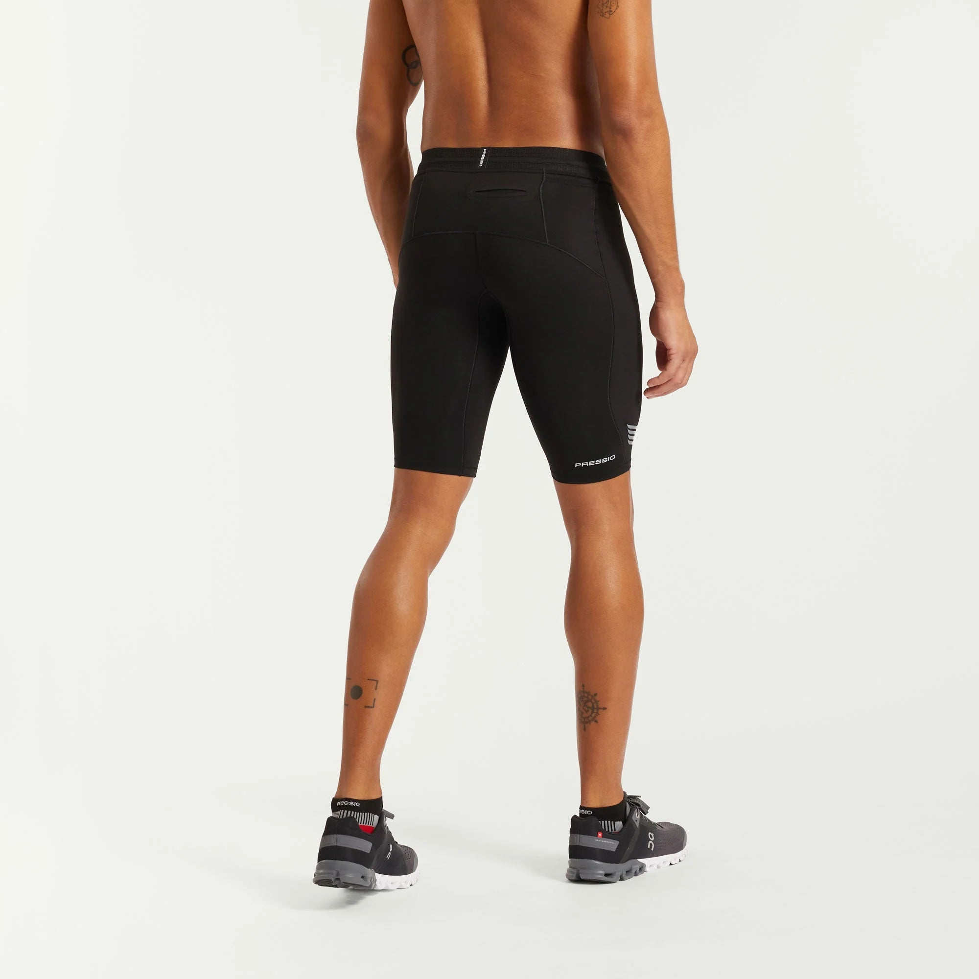 Pressio Men's EQ Run Half Tight - Black | Running Compression Shorts for Men | Perfect for Marathon, Gym & Workout Training