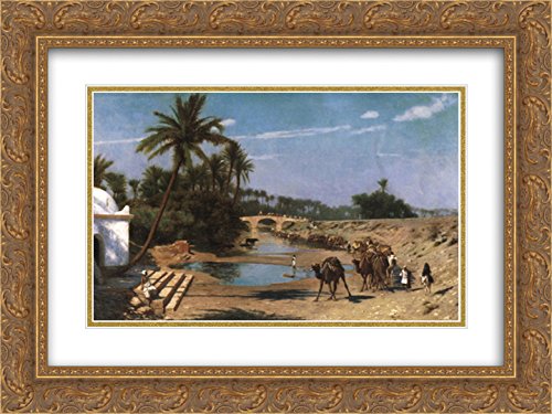 24x18 Caravan Gold Ornate Frame with Double Matted Museum Art Print by Jean Leon Gerome - Perfect for Living Room, Office & Gallery Wall Decor