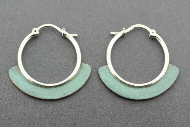 Copper Patina Hoop Earrings with Sterling Silver - Vintage Style Jewelry for Women, Perfect for Casual Wear & Boho Fashion