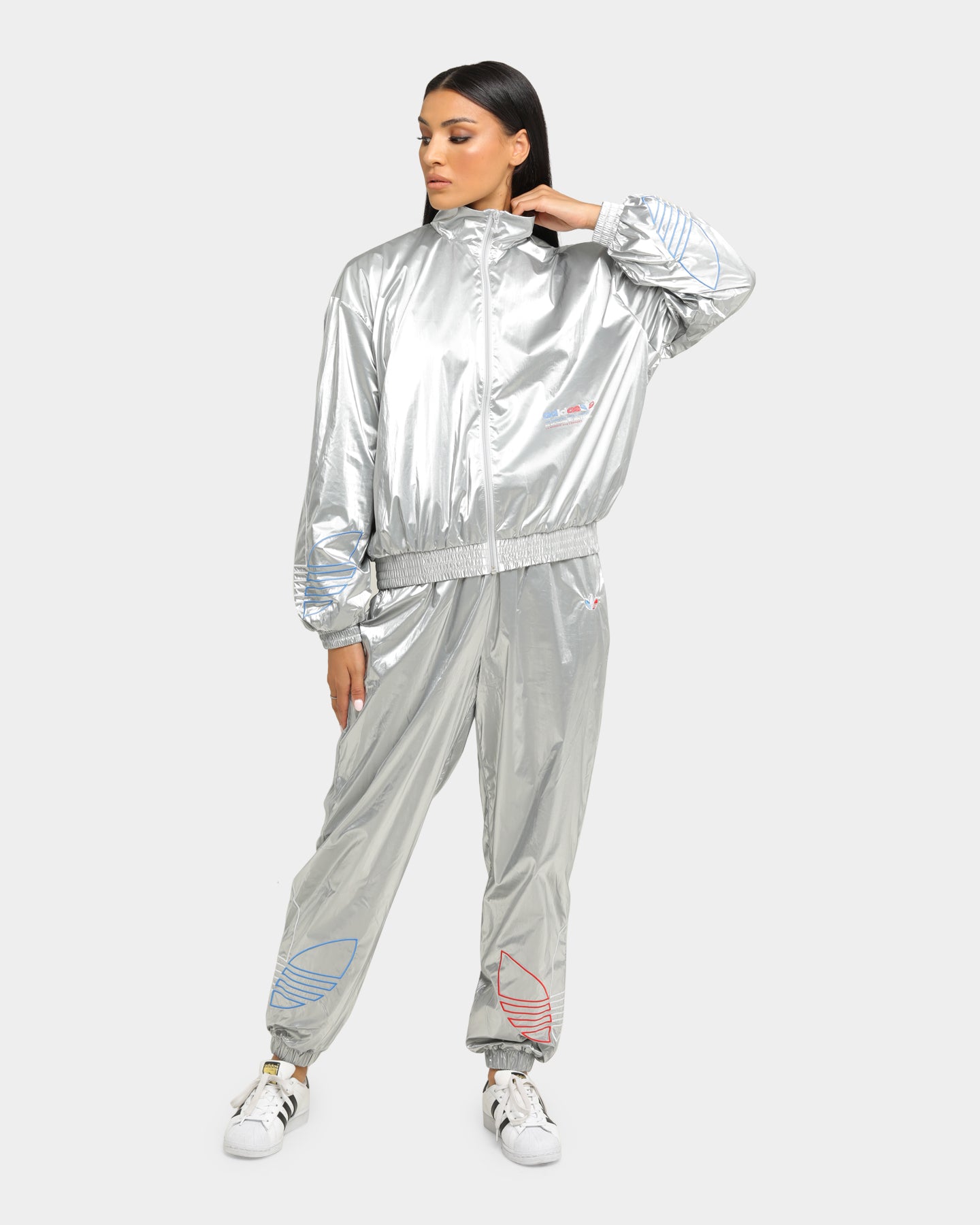 Adidas Women's Japona Track Jacket - Metallic Silver Lightweight Running Jacket for Women - Perfect for Jogging, Gym & Outdoor Activities