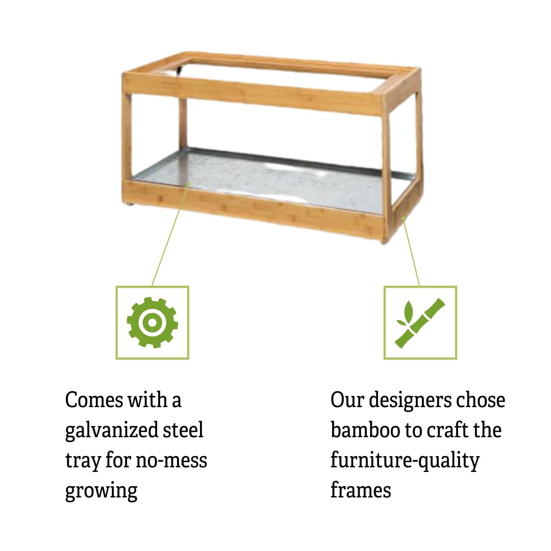 Bamboo LED Grow Light Stand for Indoor Plants - 38.25