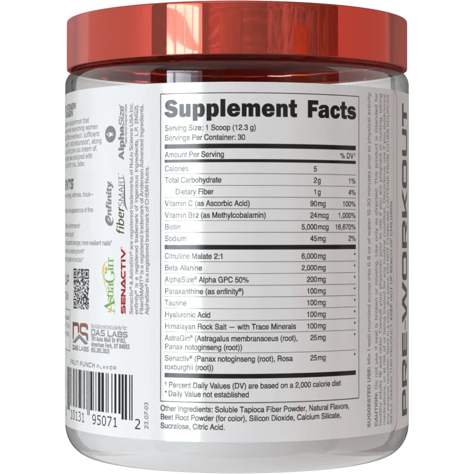 Bucked Up Babe Pre Workout Powder for Women - Energy & Focus Booster for Gym, Fitness & Weight Training - Best Female Workout Supplement for Endurance & Performance