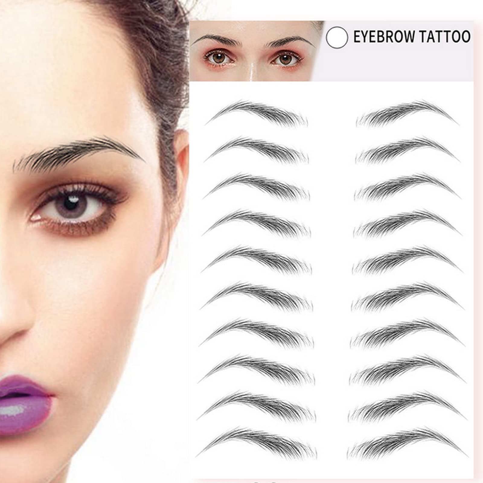 Nirbffo Waterproof Eyebrow Tattoo Stickers - 10 Sheets Natural Look for Daily Makeup
