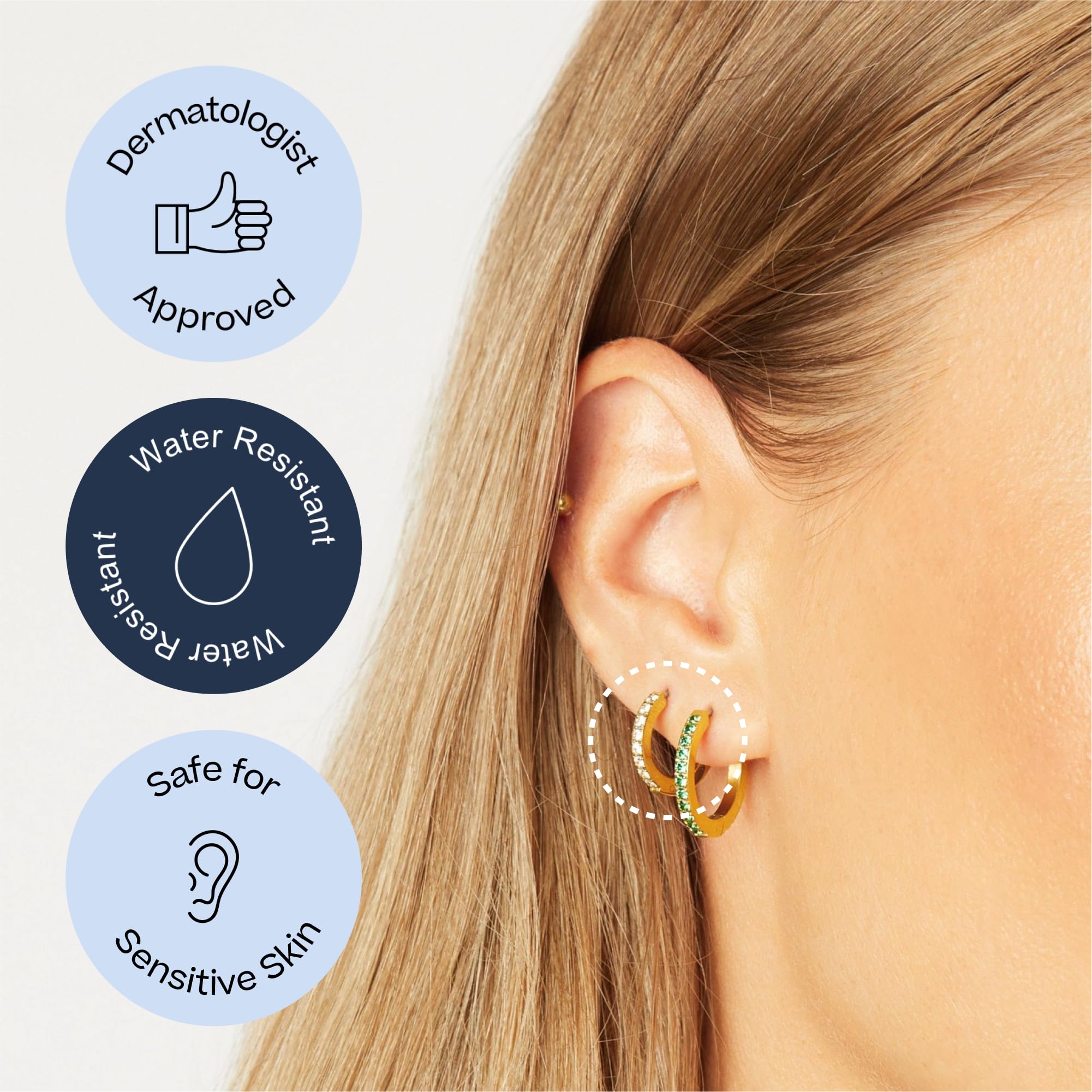 Hypoallergenic Titanium Hoop Earrings for Women - Sensitive Ears Friendly Gold Crystal Small Hoops - Trendy Date Night Jewelry Gift Set | Perfect for Parties, Weddings & Everyday Wear