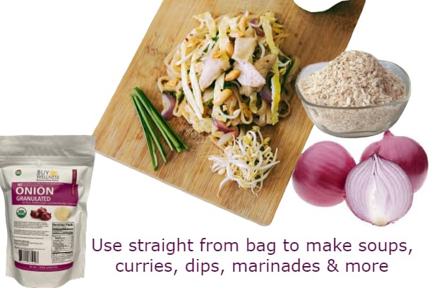 Premium Organic Onion Granules - Bulk 14 oz Bag | Granulated Red Onions & Scallions for Rich Flavor & Fresh Aroma | Ideal for Cooking, Seasoning & Meal Prep