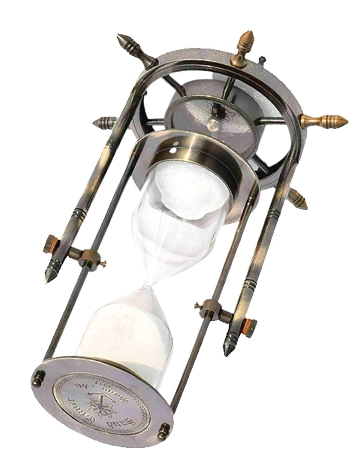 ALFAMART HT 6-Inch Hourglass Timer with Rotating Metal Frame & White Sand - 5 Minute Kitchen Timer for Cooking, Baking, Games & Classroom Activities