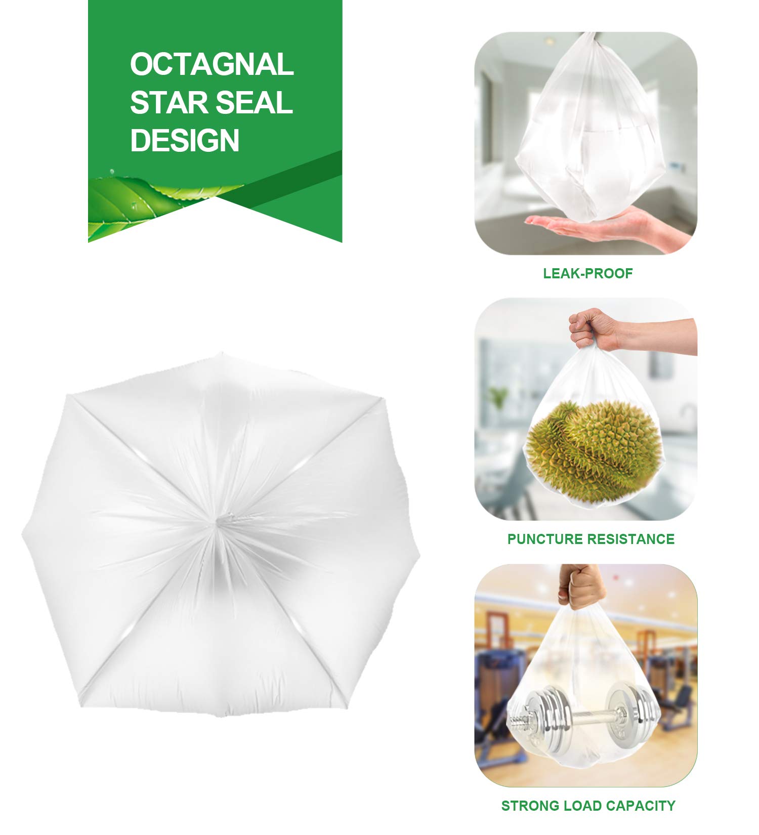 Clear Medium Garbage Bags 8 Gallon (30 Liter) - 220 Count Plastic Trash Bags for Wastebasket & Bin Liners | Heavy Duty Bathroom, Bedroom & Office Trash Can Bags | Perfect for Home, Kitchen, Dorm & Commercial Use