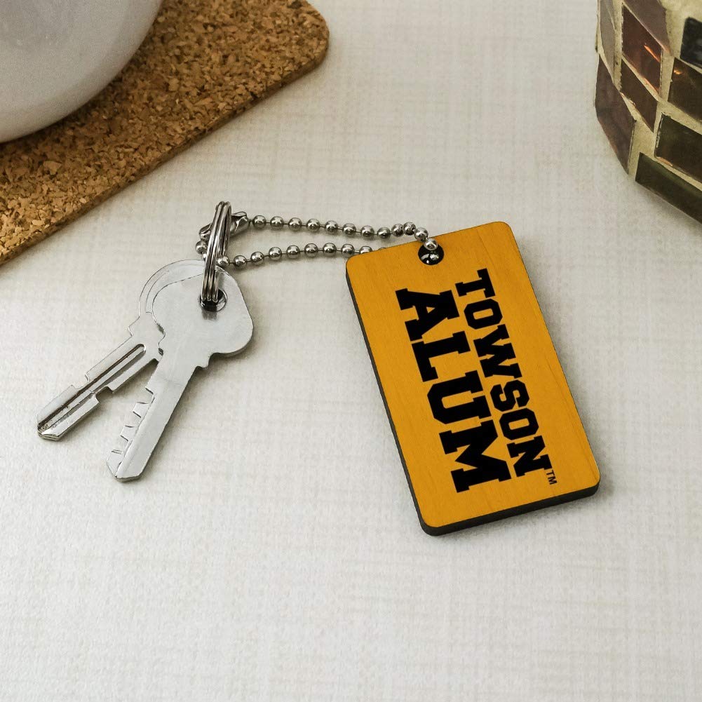 Towson University Tigers Alumni Wooden Rectangle Keychain - Personalized Engraved Key Ring for Gifts, Graduation & School Pride - Perfect for Alumni, Students & Fans