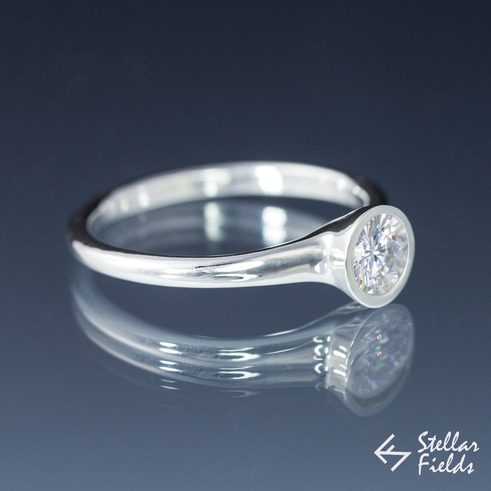 Forever Brilliant™ Moissanite Full Bezel Set Engagement Ring - Durable & Sparkling Wedding Band for Women, Perfect for Proposals, Anniversaries, and Everyday Wear