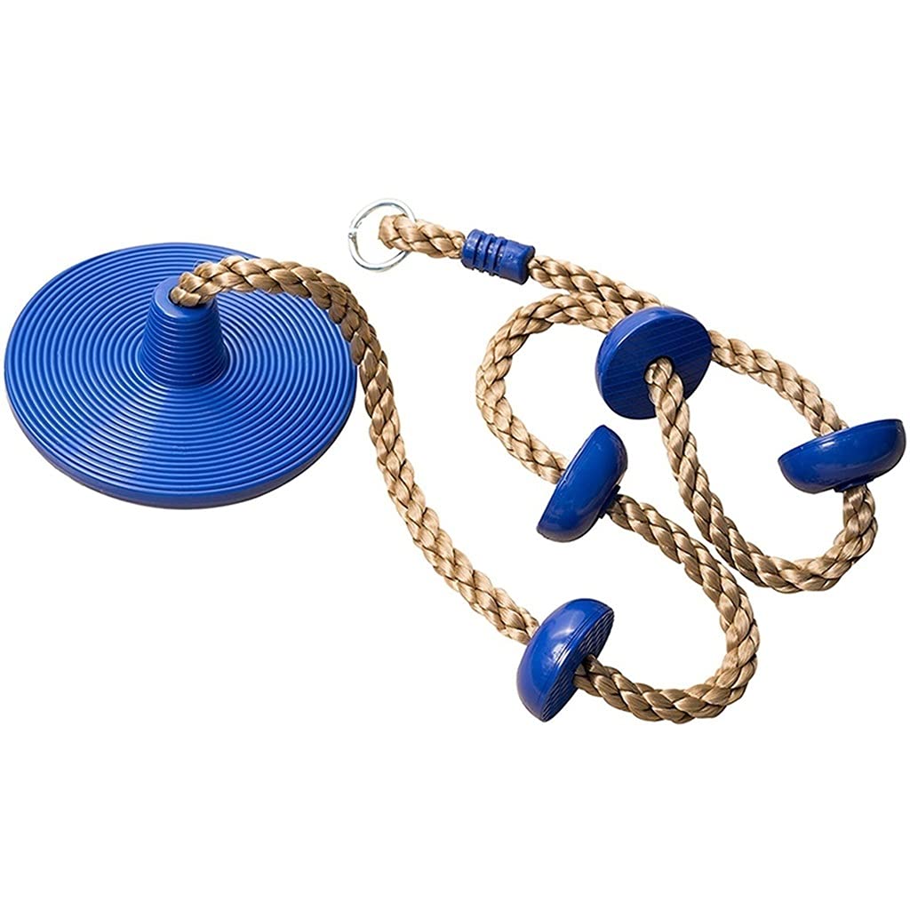 FXJ Swing Monkey Disc Plate Toy - Kids & Adults Outdoor Tree Swing Set with Climbing Rope - Blue Hanging Garden Play Equipment for Backyard, Park & Playground Use