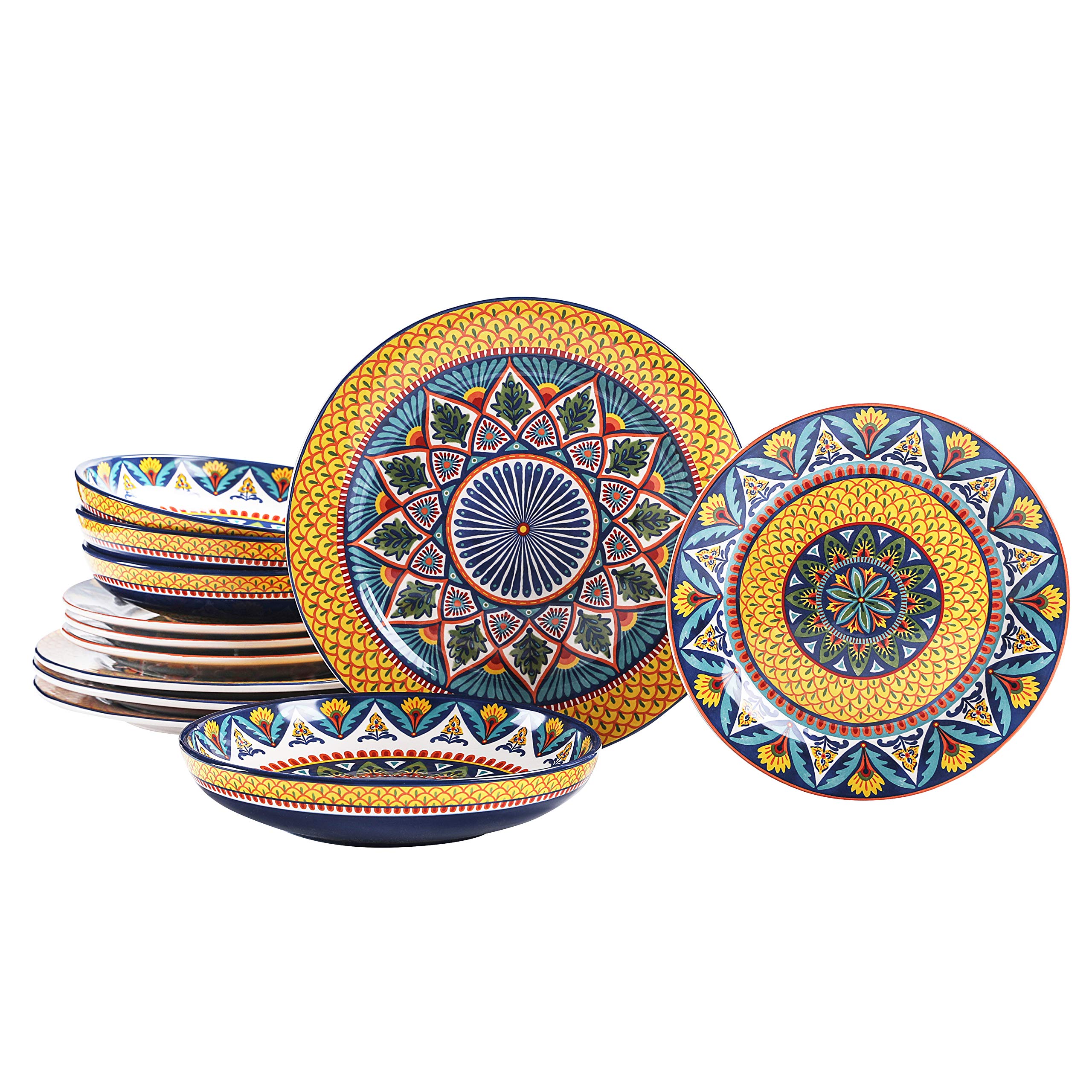 Bico Havana 12-Piece Ceramic Dinnerware Set - Service for 4, Includes 11