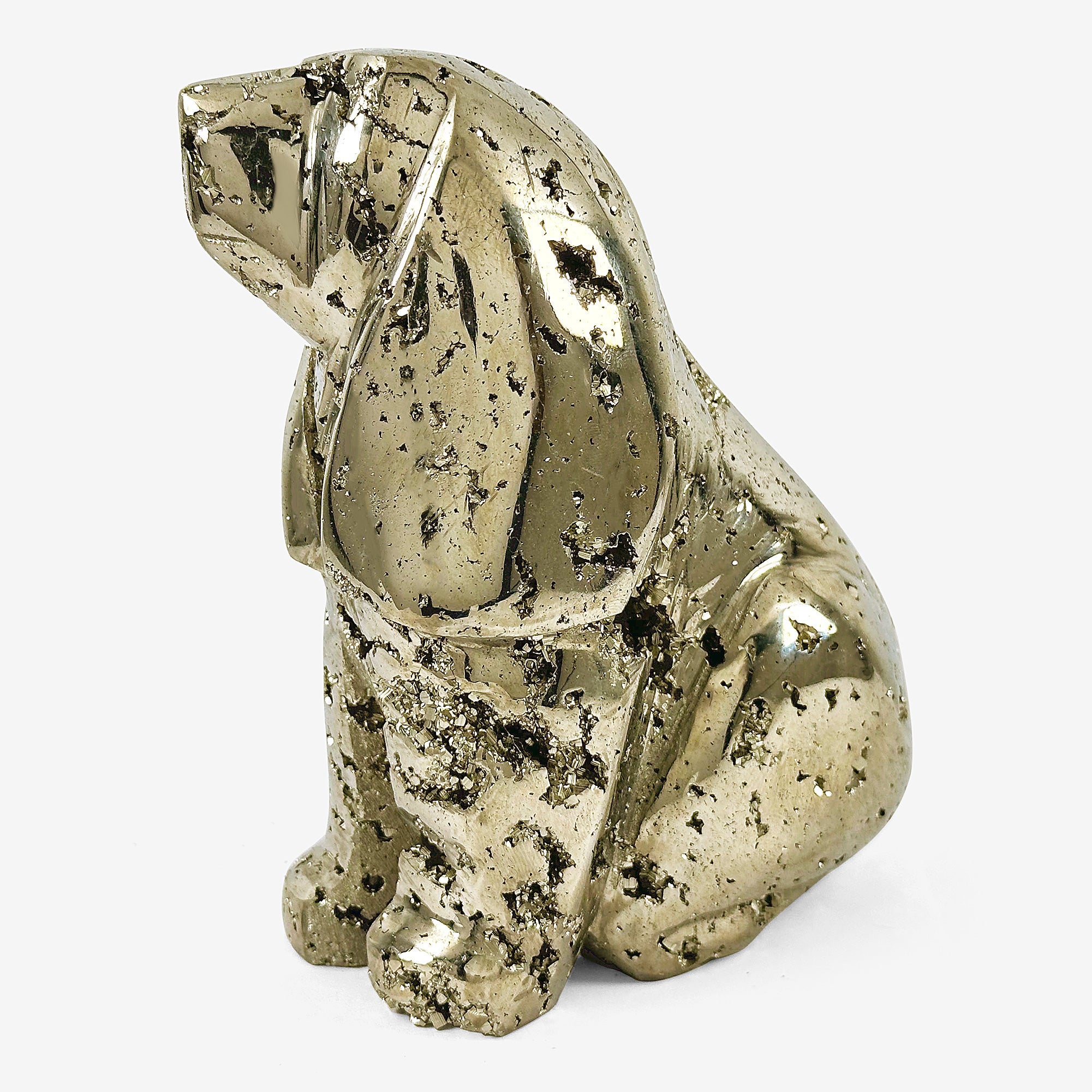 Hand Carved Pyrite Dog Gemstone Animal Carving - Natural Healing Crystal for Home Decor, Feng Shui, and Spiritual Collection | Perfect for Meditation, Office Desk, and Gift Giving