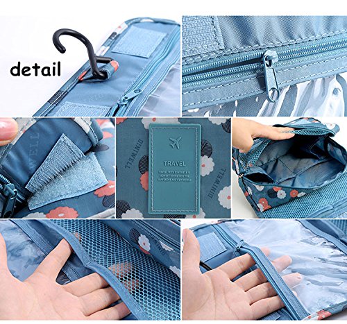 King&Pig Waterproof Hanging Toiletry Bag - Multifunctional Travel Cosmetic Organizer for Makeup, Toiletries & Essentials - Perfect for Camping, Gym, Business Trips & Vacation (Navy Star)