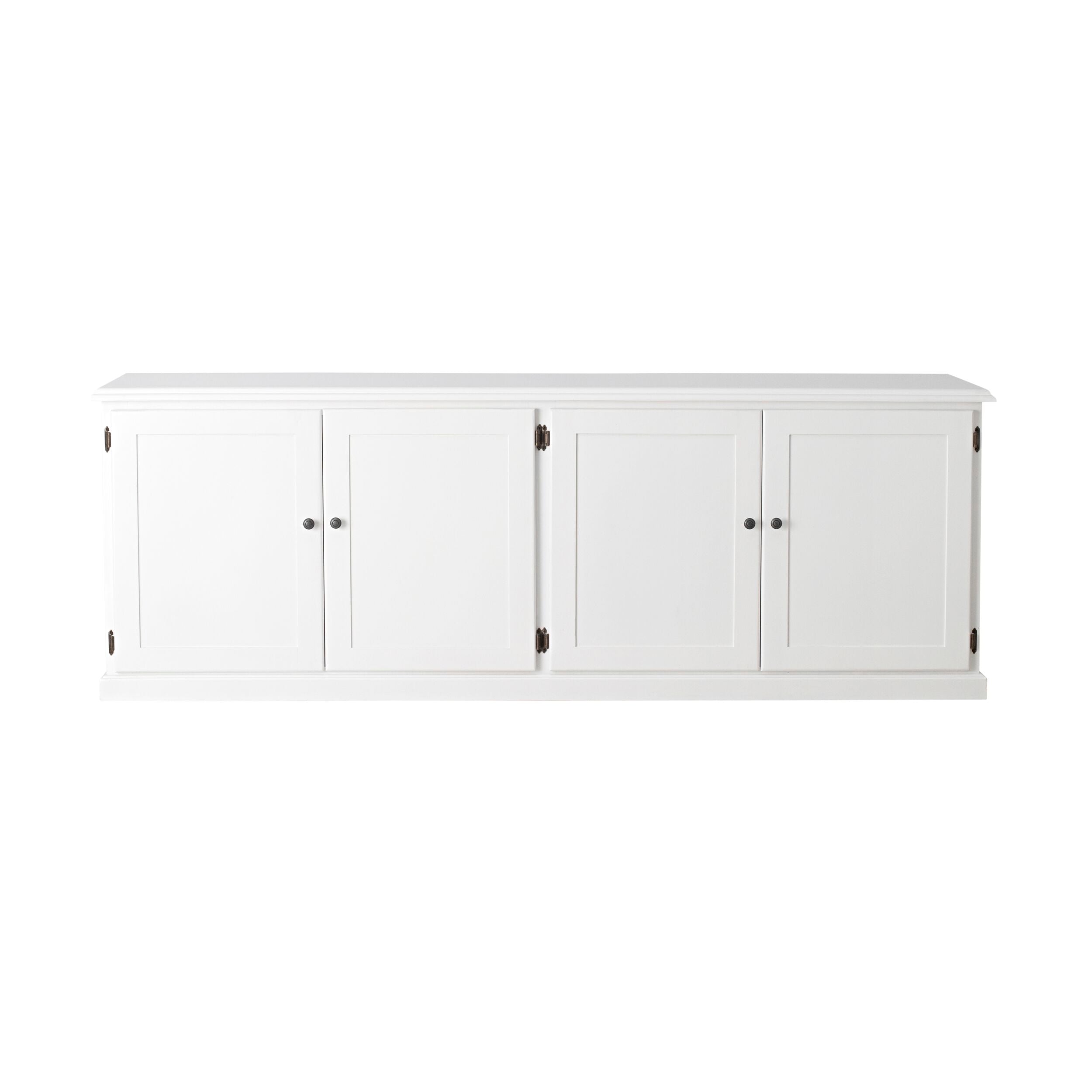 Armand 4 Door Book Cabinet 240 x 83cm White - Modern Storage Solution for Living Room, Office & Library - Bookshelf with Adjustable Shelves for Home Organization