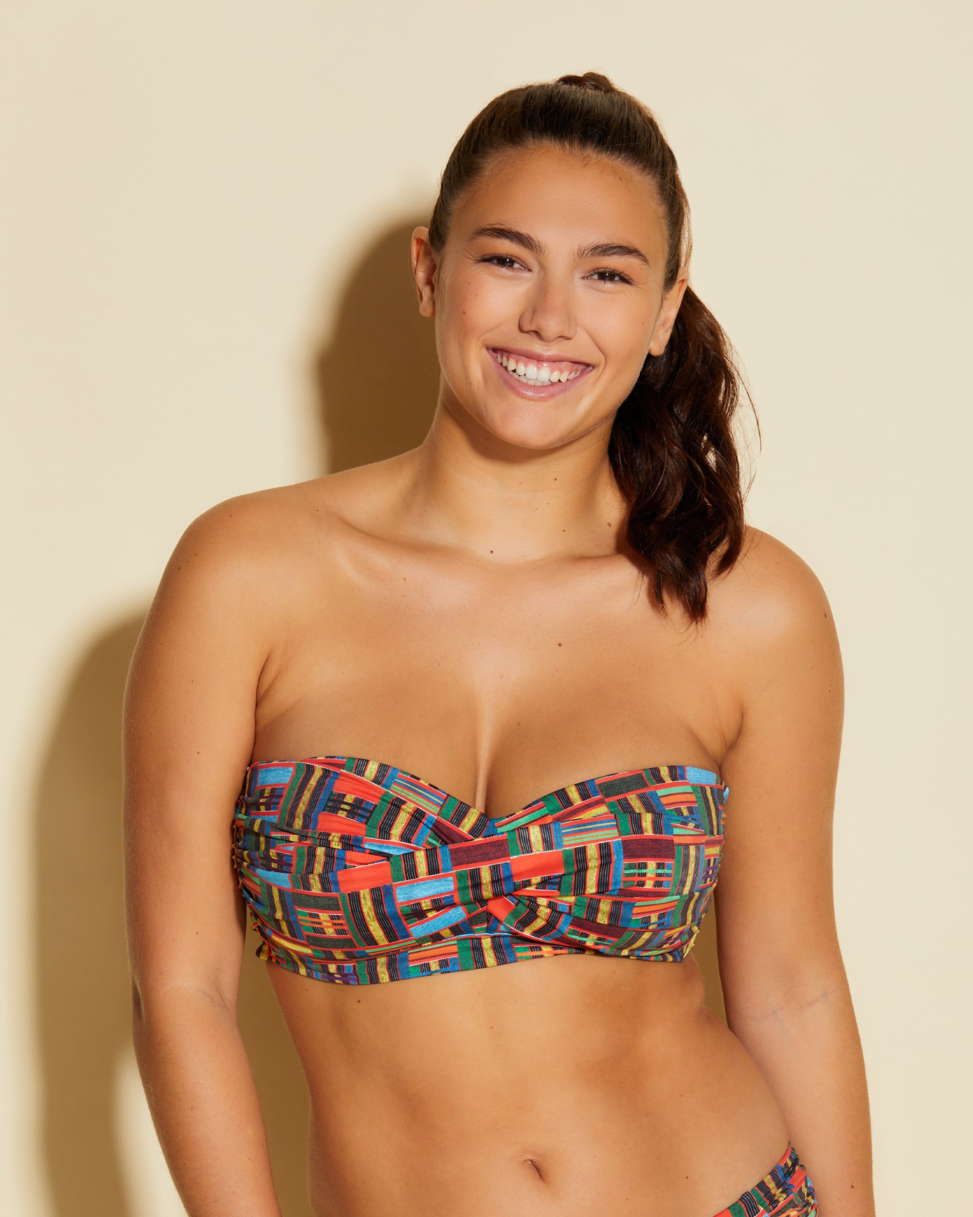 Vita Marina Printed Bandeau Galb Kente Fr - Stylish African Print Bikini Top for Women | Perfect for Beach Vacations, Pool Parties & Summer Fashion