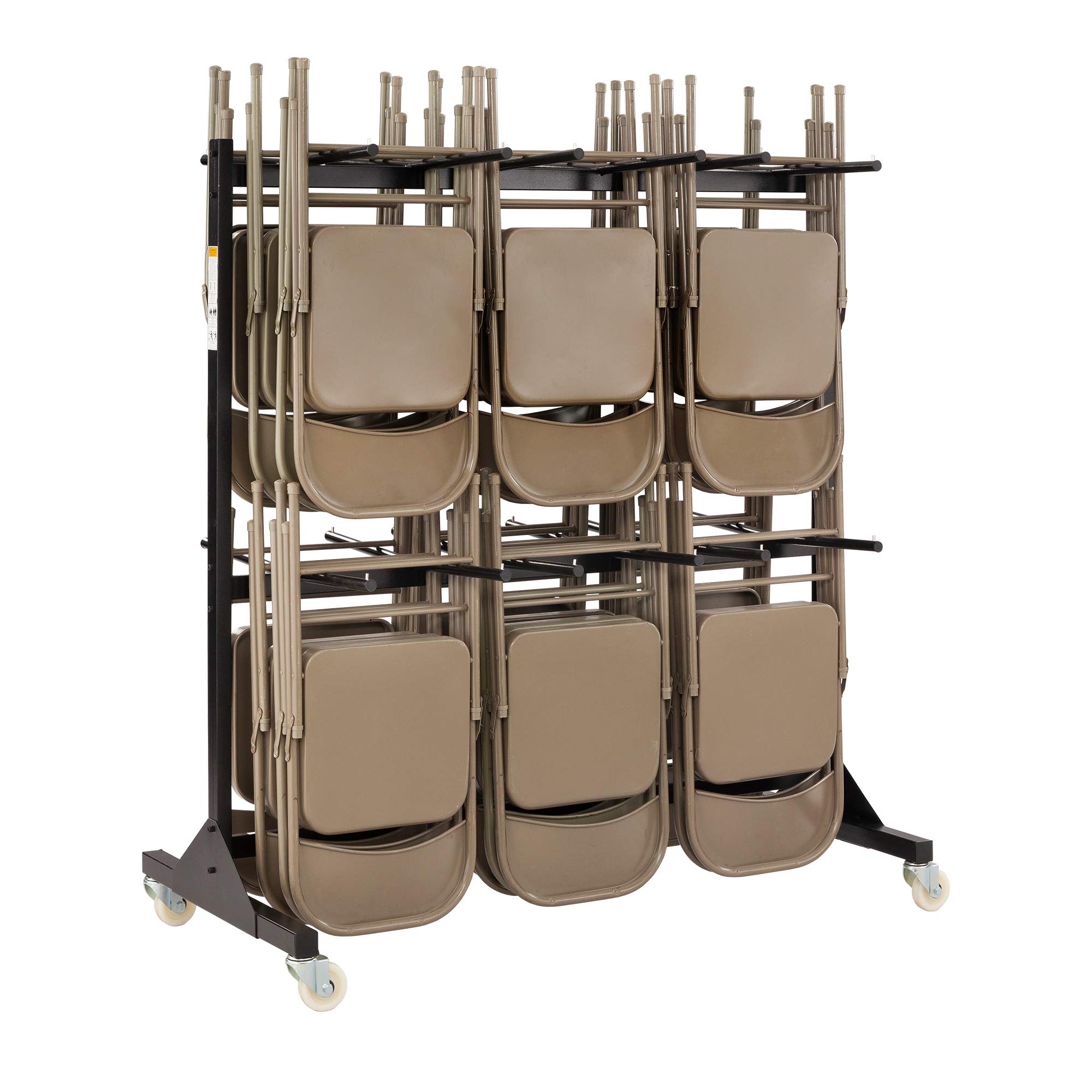 Safco 2 Tier Heavy Duty Folding Chair Cart - Commercial Grade Steel Storage Cart with Powder Coated Finish, Holds 84 Chairs, Black - Perfect for Event Venues, Banquet Halls & School Storage