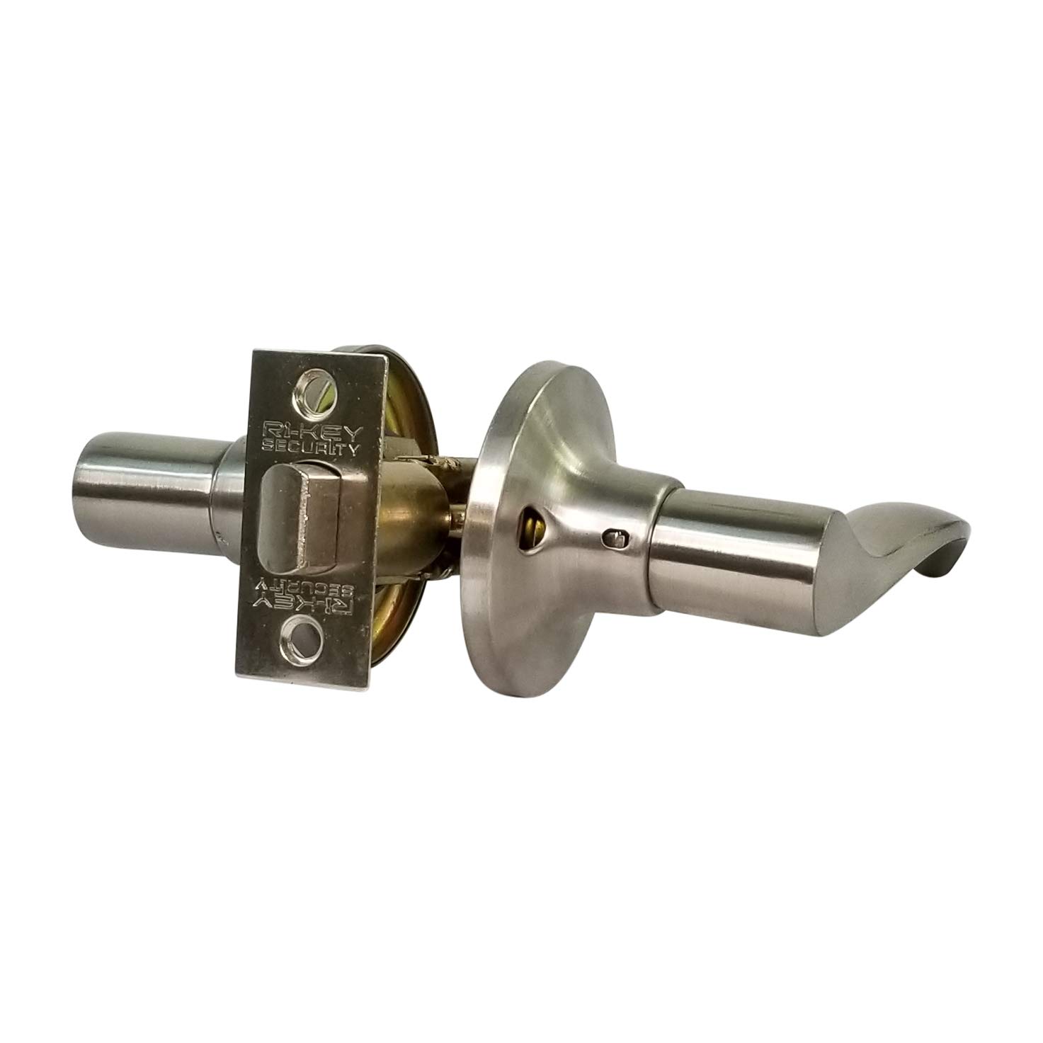 Wave Style Satin Stainless Steel Bedroom Closet Door Lever Handle Lock - Left Hand (LH) Passage for Home, Office & Hotel Use