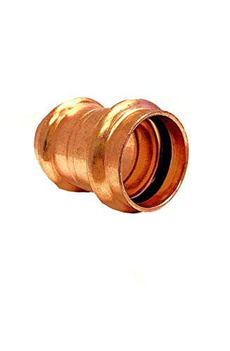 1-1/2 Inch Copper Press Coupling with Stop - Press x Press Fitting for Plumbing Supply - 1-1/2'' Copper Pipe Connector - Ideal for Residential & Commercial Water Systems
