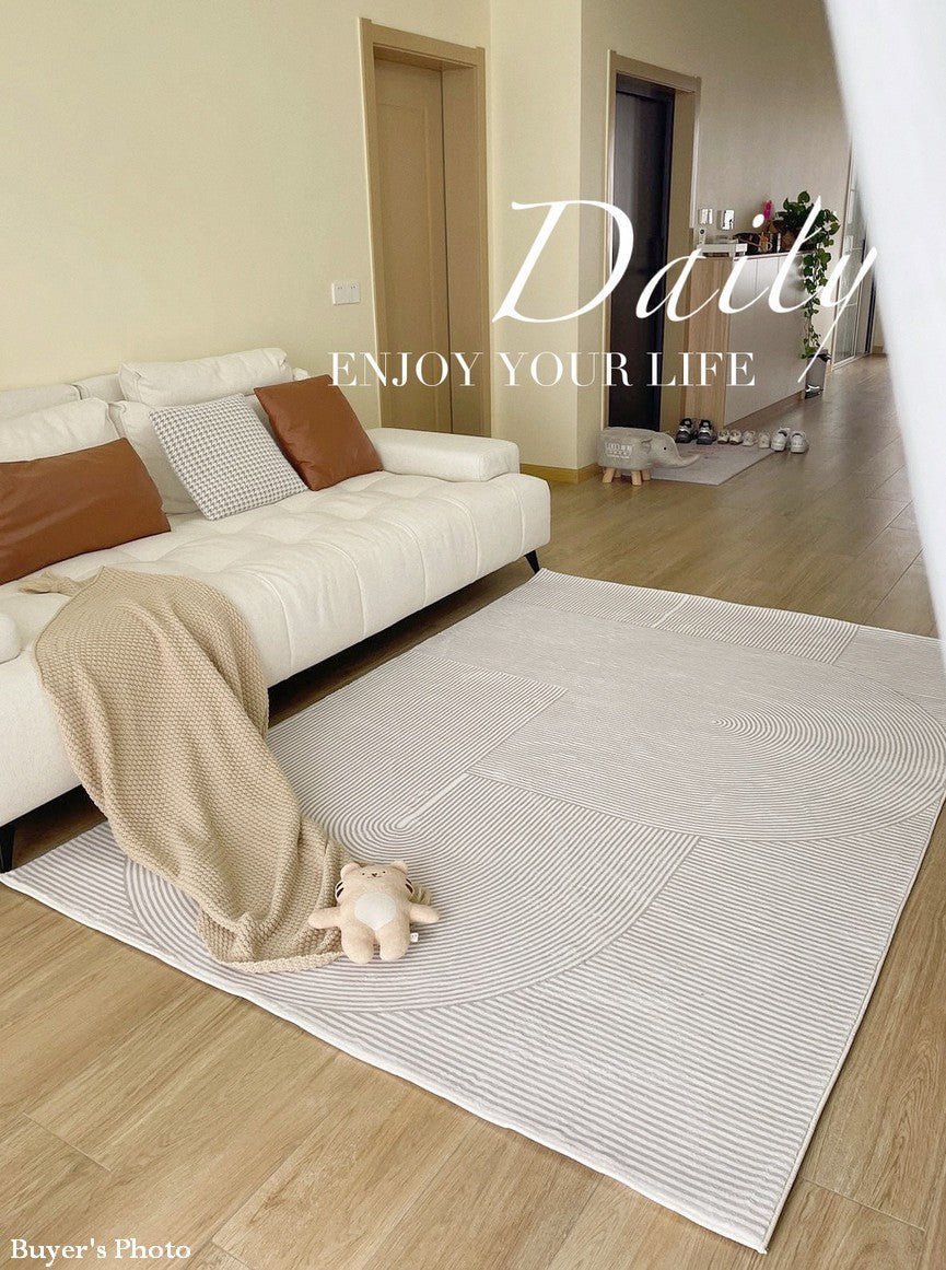 Geometric Contemporary Area Rugs - Grey Modern Rug for Bedroom, Living Room & Dining Room - Abstract Design Non-Slip Floor Mat - Perfect for Home Decor, Office & Apartment