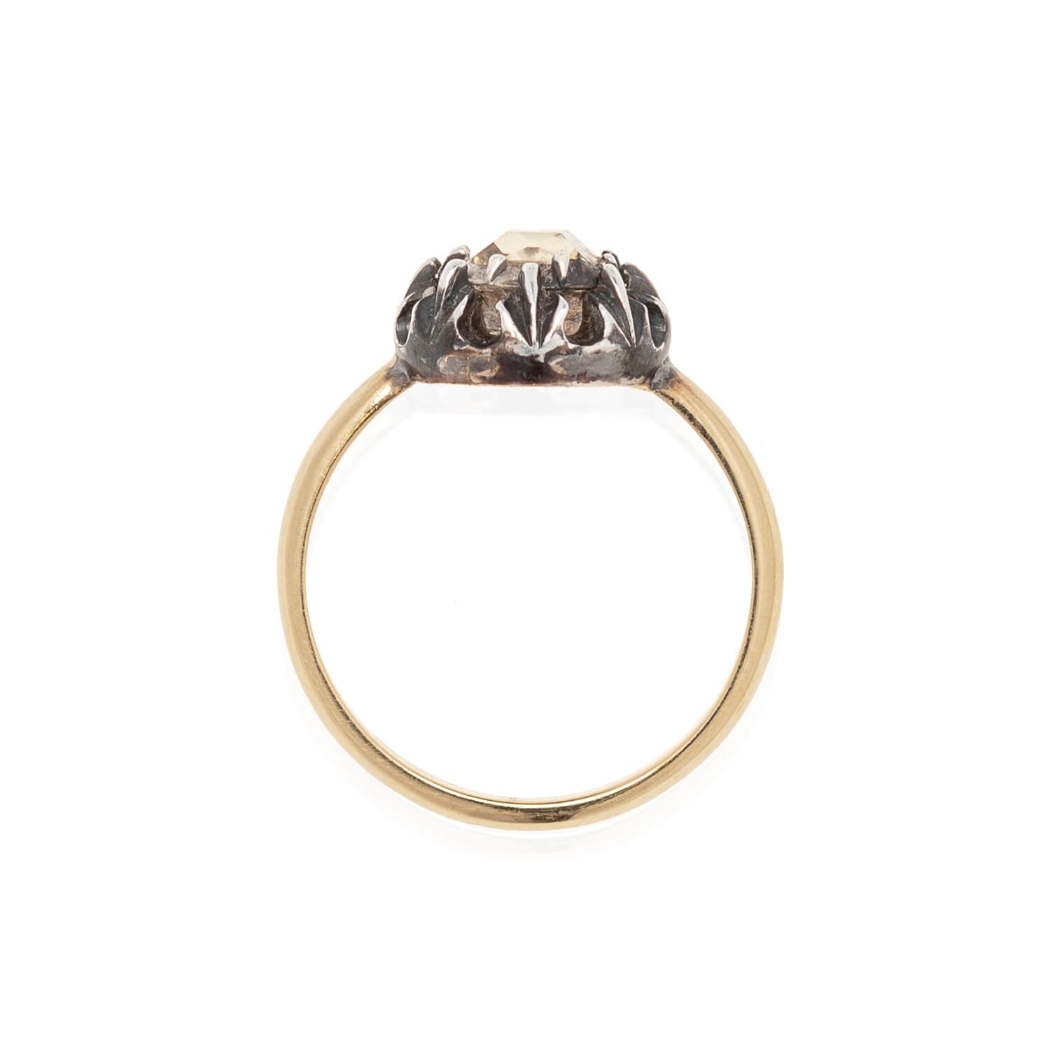 18K Gold & Sterling Silver Georgian Conversion Diamond Ring - 0.65ctw Table Cut Diamond Engagement Ring for Women, Perfect for Weddings, Anniversaries & Special Occasions