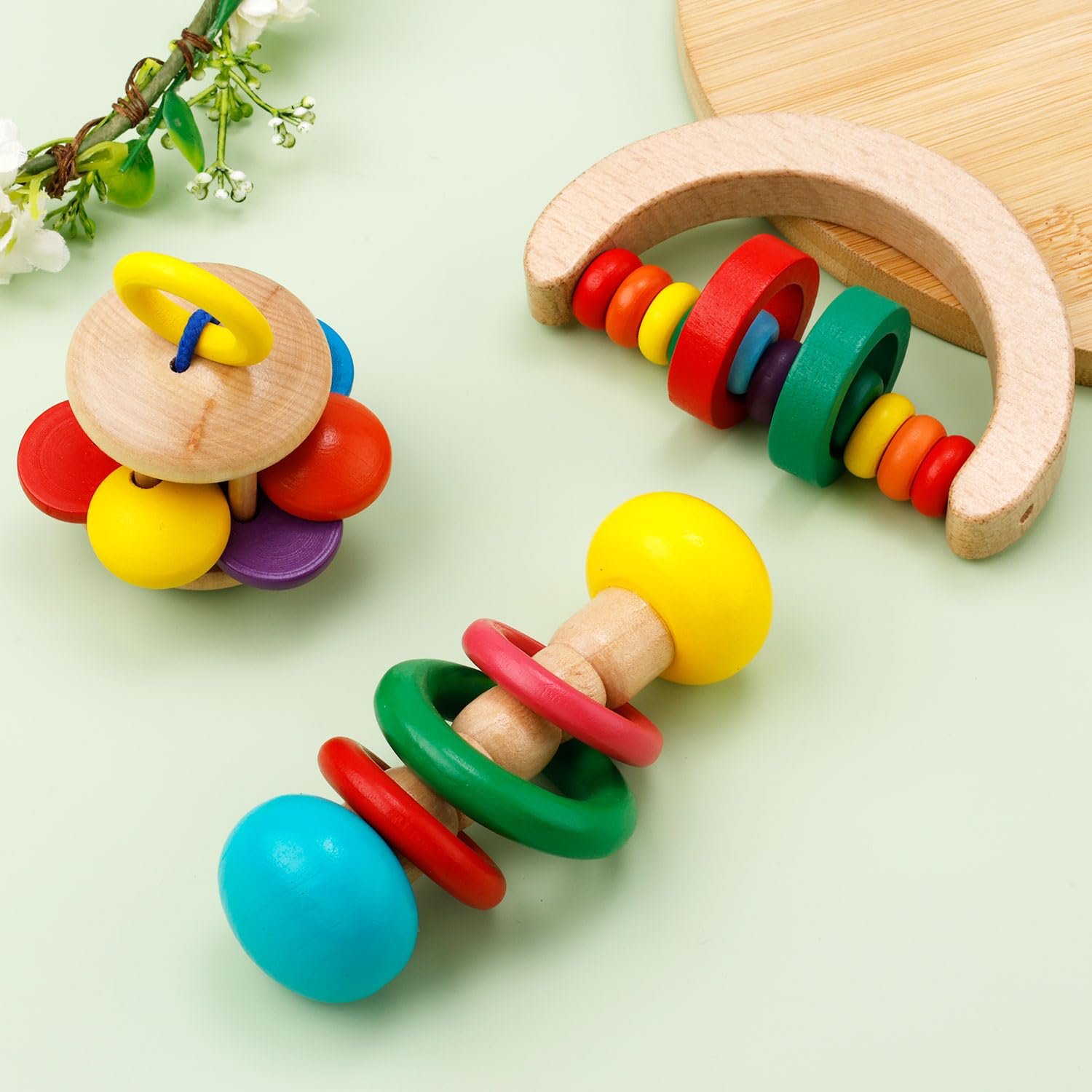 Natural Wooden Bunny Chew Toys for Rabbits - Safe Bite-Resistant Small Animal Toys for Guinea Pigs, Chinchillas, Hamsters & Parrots - Indoor Pet Enrichment for Teeth Grinding & Boredom Relief - Perfect for Playtime, Cage Accessories & Dental Care