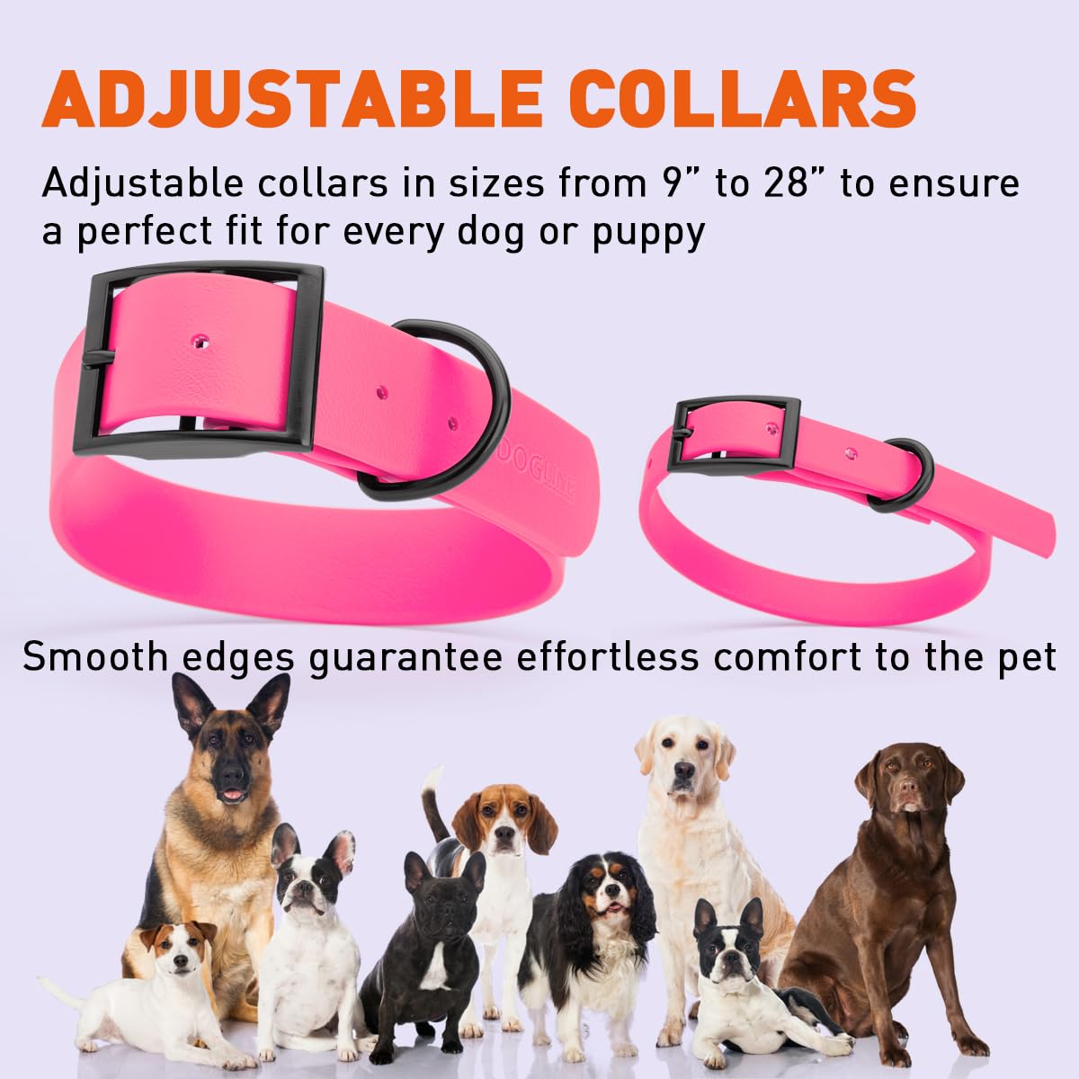 Premium Waterproof Biothane Dog Collar - Odor-Proof, Easy to Clean & Durable - Adjustable for Small, Medium & Large Dogs - Passionfruit Pink - Perfect for Outdoor Adventures, Swimming & Daily Walks