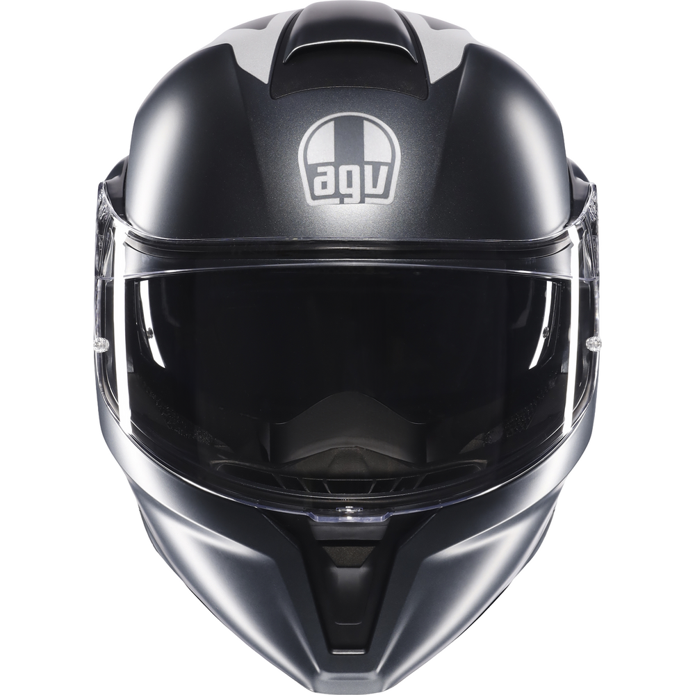 AGV Streetmodular Resia Motorcycle Helmet - Grey, Silver, Red - Lightweight, DOT & ECE Certified for Urban Riding & Commuting