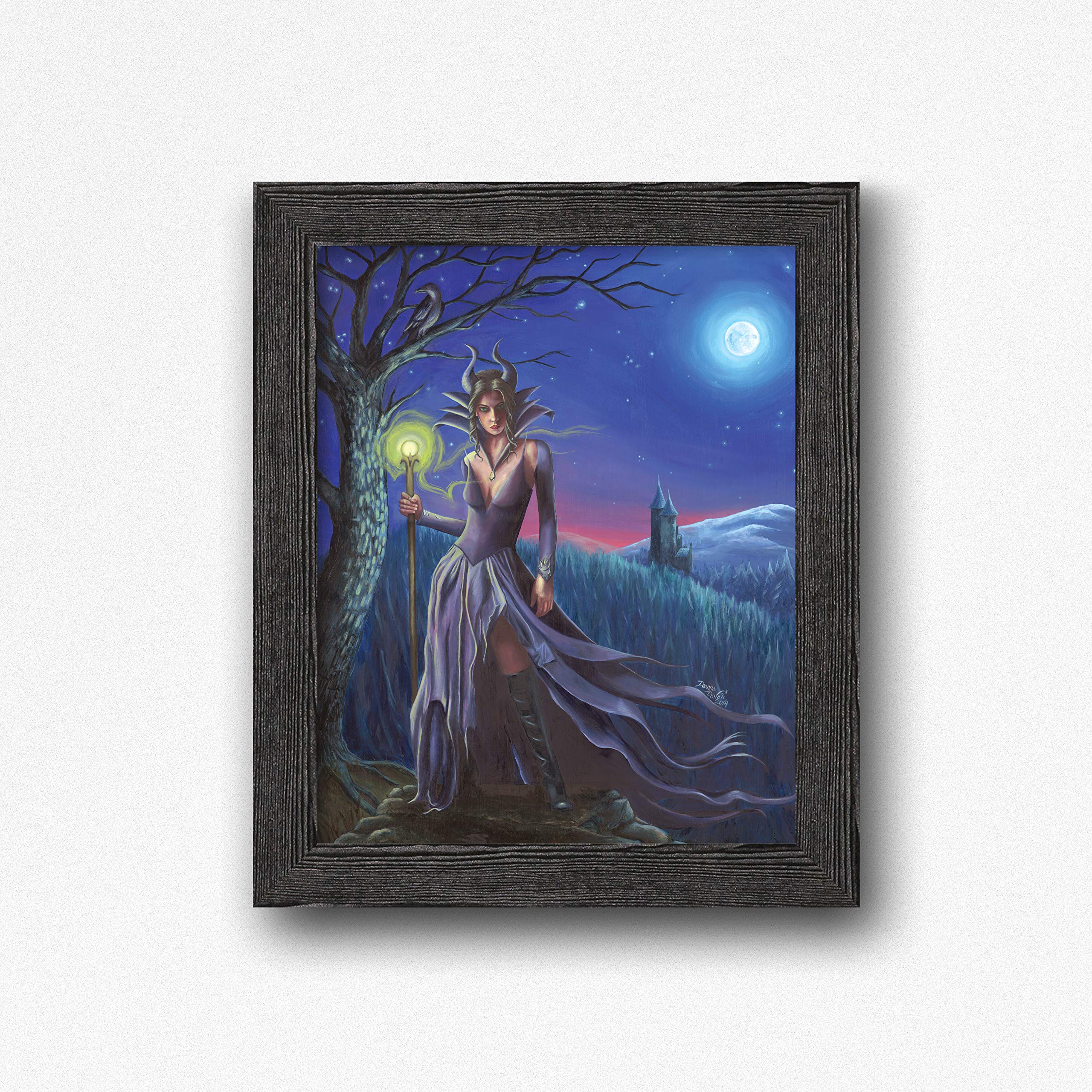 Maleficent Sleeping Beauty Fantasy Art Print - Gothic Fairy Tale Wall Decor 8x10 & 11x14 - Perfect for Halloween Decor, Bedroom Art & Dark Fantasy Collections
