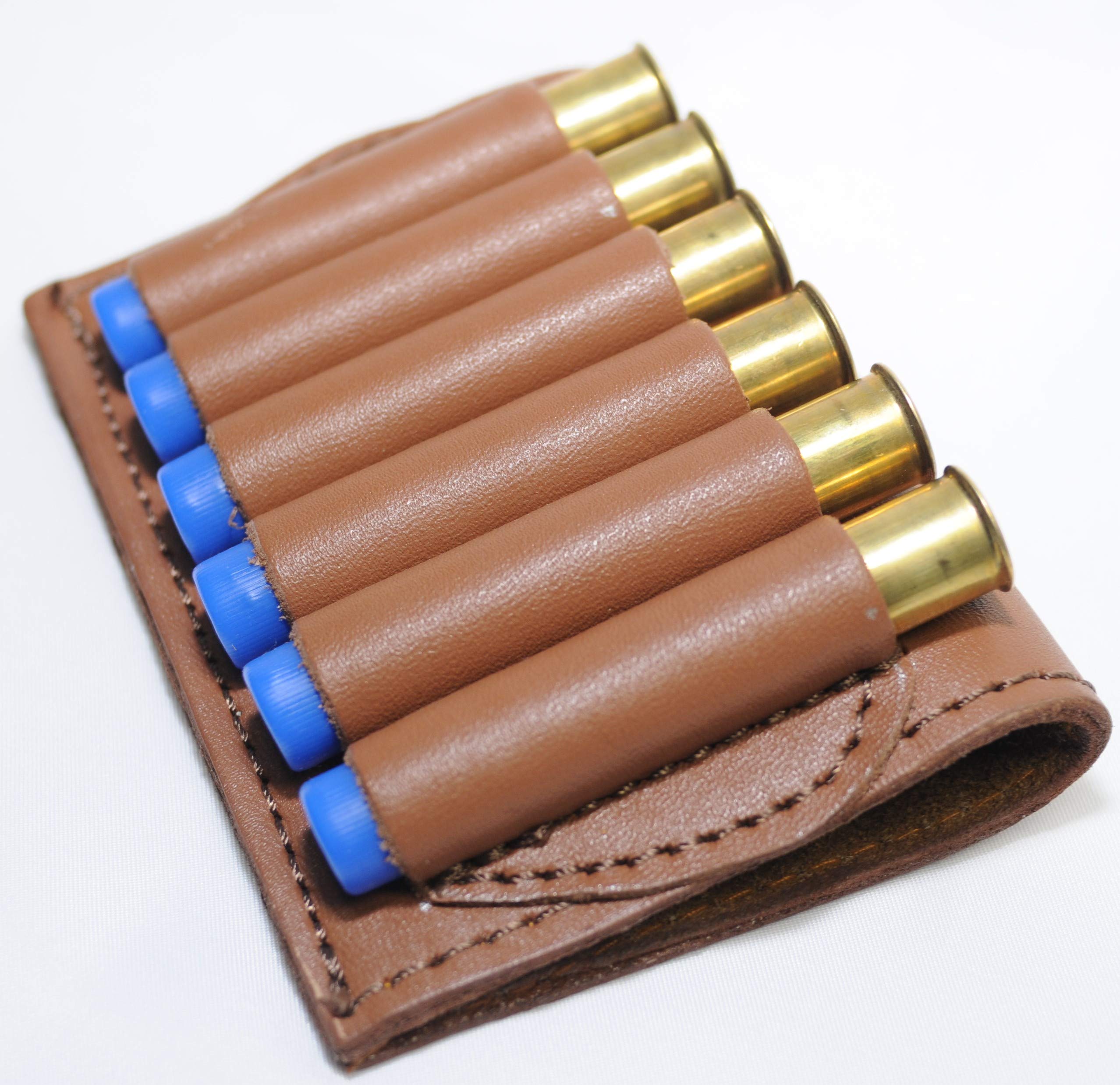 410 Gauge Leather Shotgun Shell Belt Holder - Tan Ammo Cartridge Pouch for Hunting, Shooting & Outdoor Activities