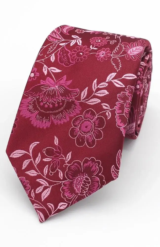 LA Smith Floral Woven Wedding Tie for Men - Elegant Silk Necktie for Groom, Bridal Party & Formal Events - Perfect for Weddings, Prom & Business Occasions