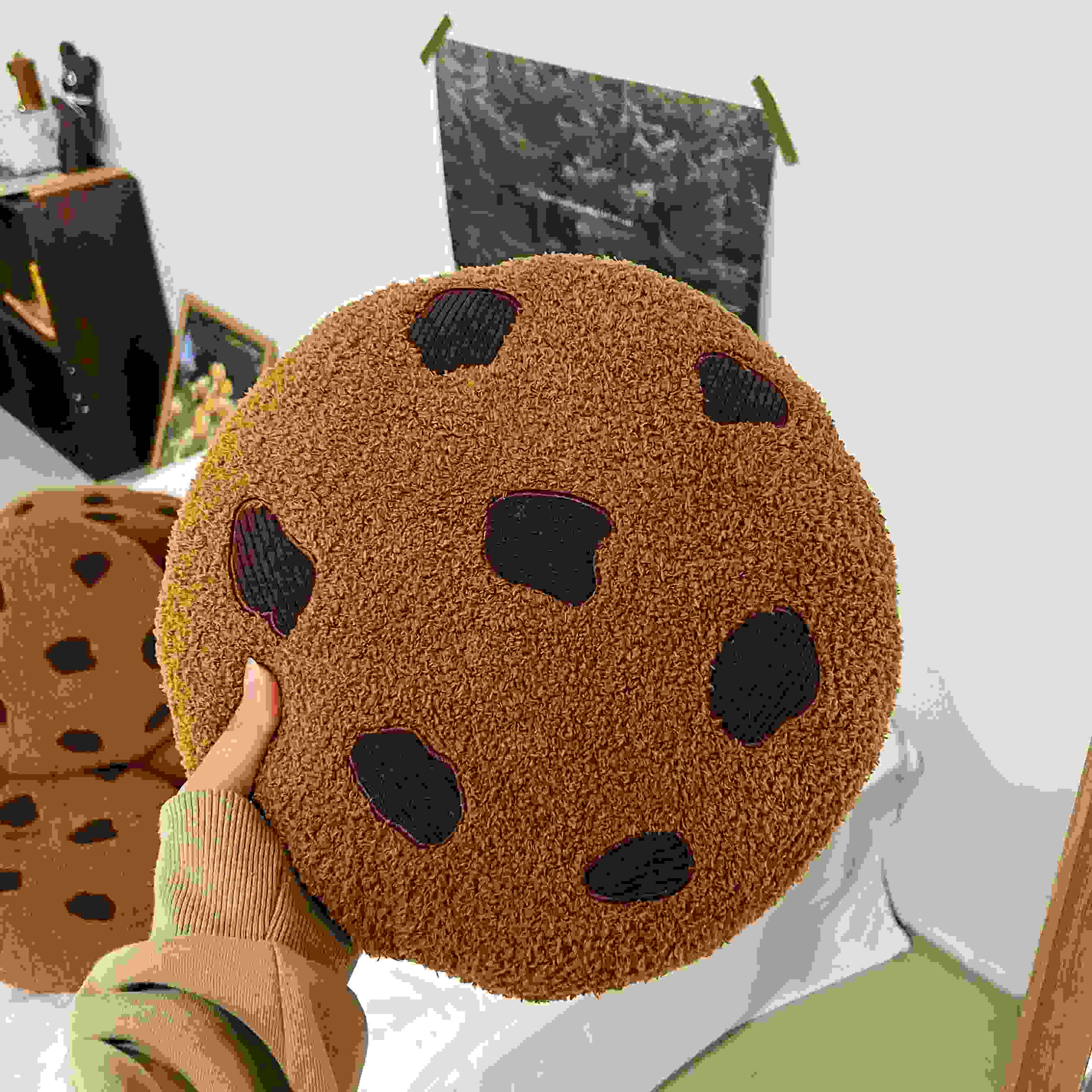 Giant Chocolate Chip Cookie Plush Pillow - Soft & Huggable Cookie-Shaped Cushion for Bedroom, Living Room, and Dorm Decor