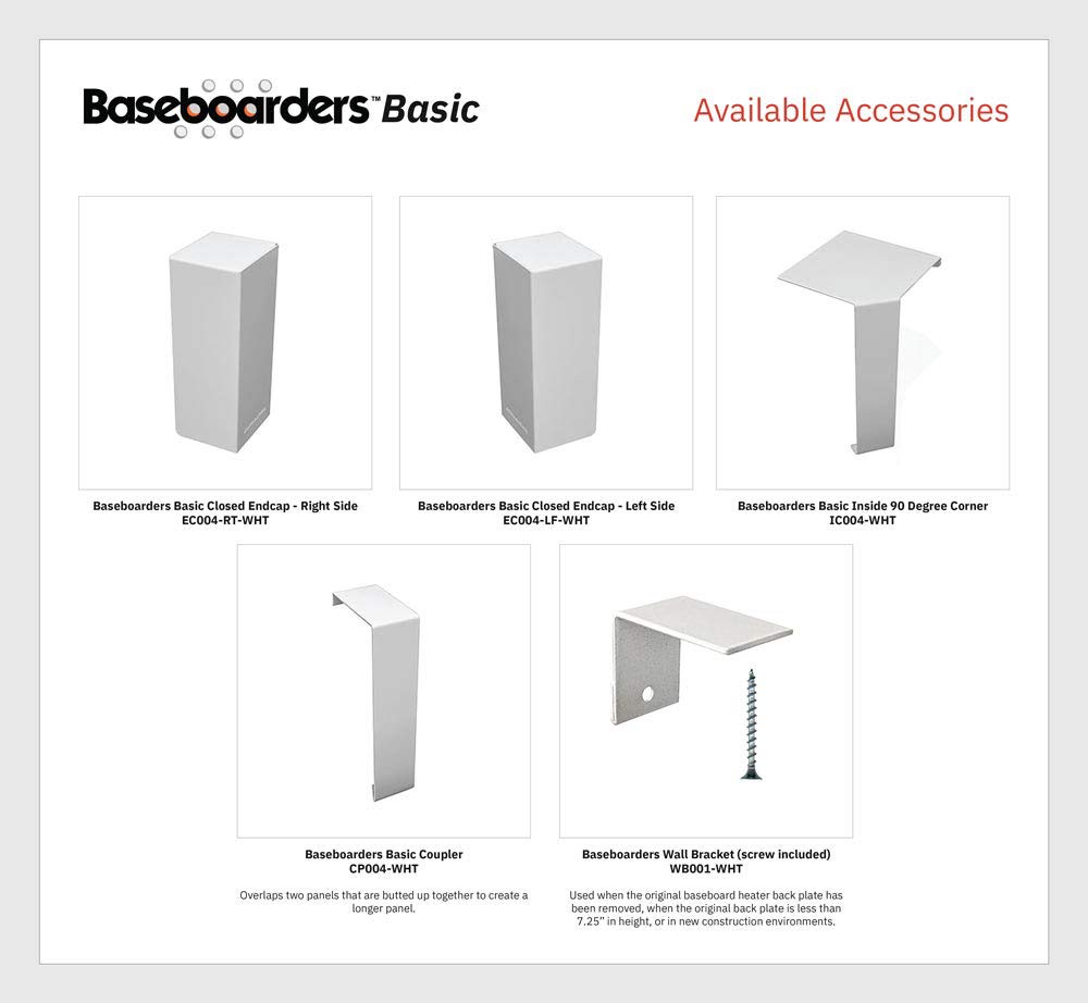 5 ft Galvanized Steel Baseboard Heater Cover - Easy Slip-On Design for Hydronic Water Systems (White, Model BC001-60-WHT) | Perfect for Home Heating, Office Spaces & Energy Efficiency