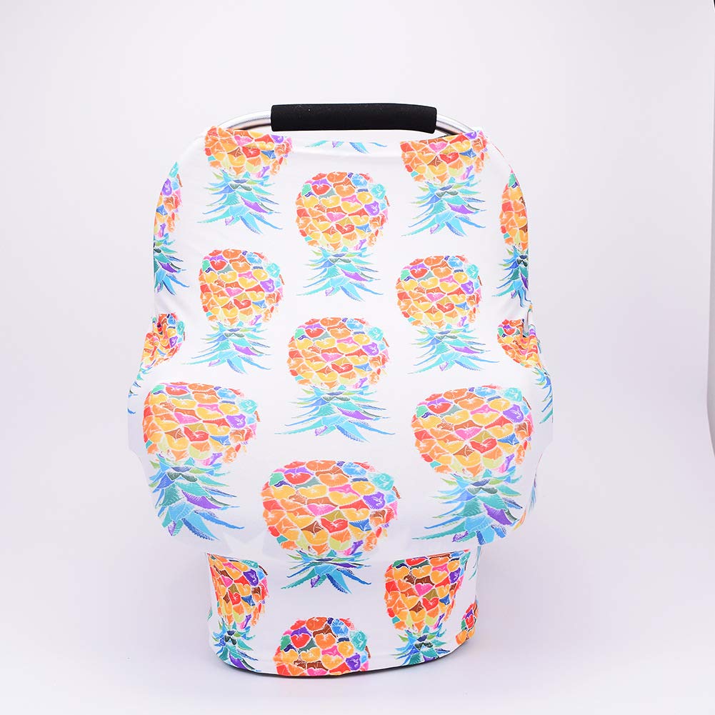 Baby Nursing Cover & Breastfeeding Scarf - Soft Baby Car Seat Canopy & Stroller Cover for Girls and Boys | Perfect Baby Shower Gift (Pineapple Print) | Ideal for Nursing, Shopping & Outdoor Activities