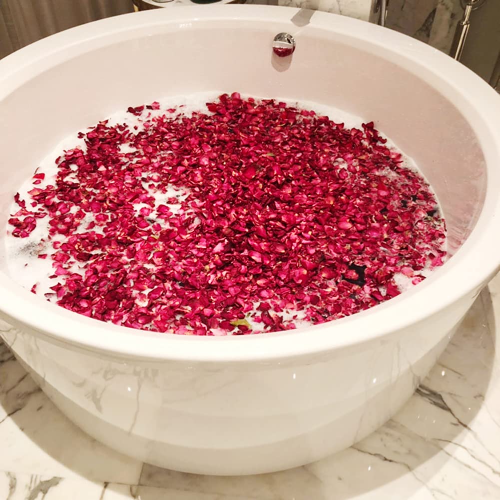 100% Natural Dried Red Rose Petals (100g/Bag) - Premium Real Flower Petals for Bath, Foot Soak, Wedding Confetti, Valentine's Day Party Decorations - Perfect for Romantic Gifts, Spa Days & Special Events