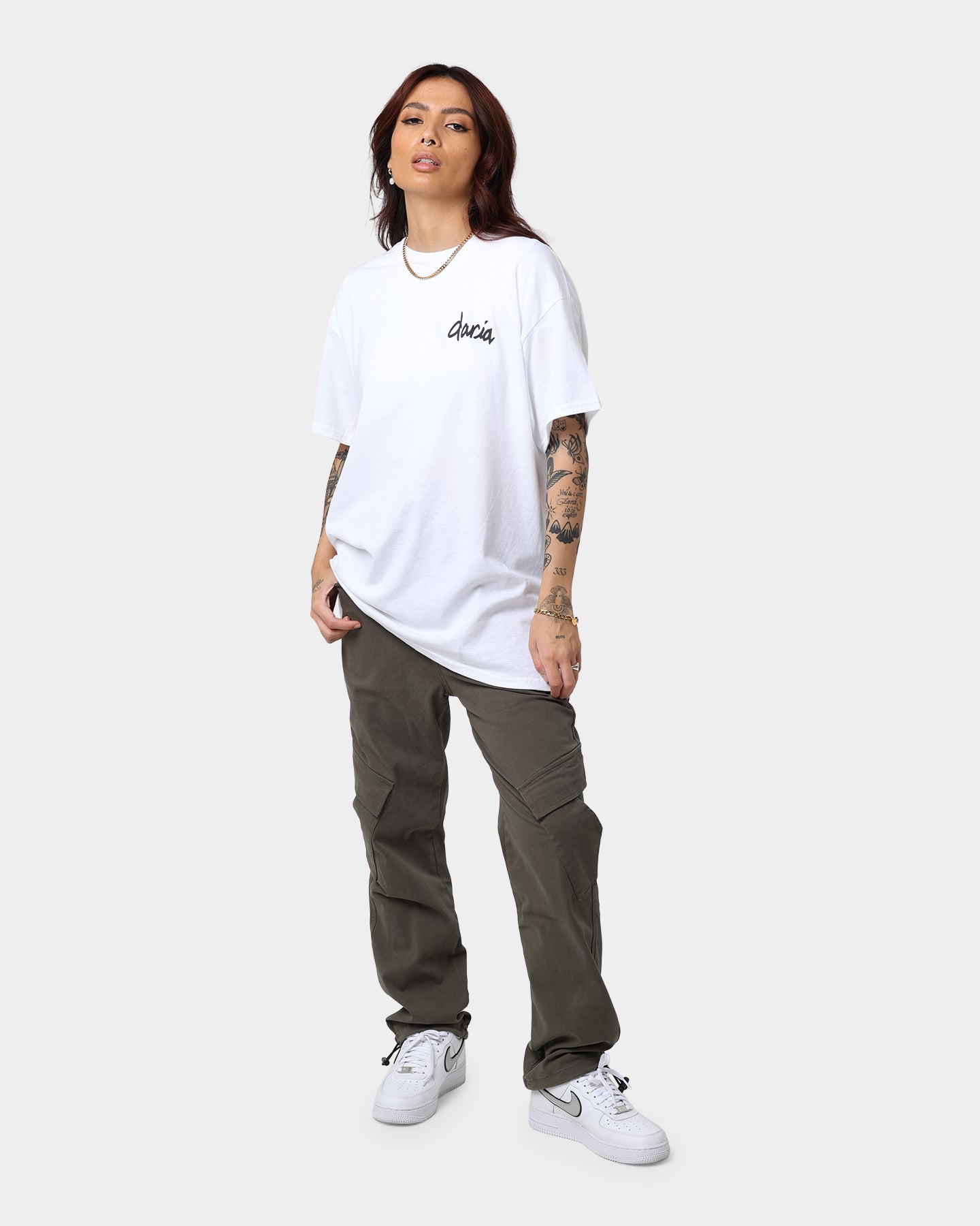 American Thrift X Daria Pocket T-Shirt - Women's Casual White Tee with Chest Pocket | Perfect for Everyday Wear, Outings & Street Style Fashion