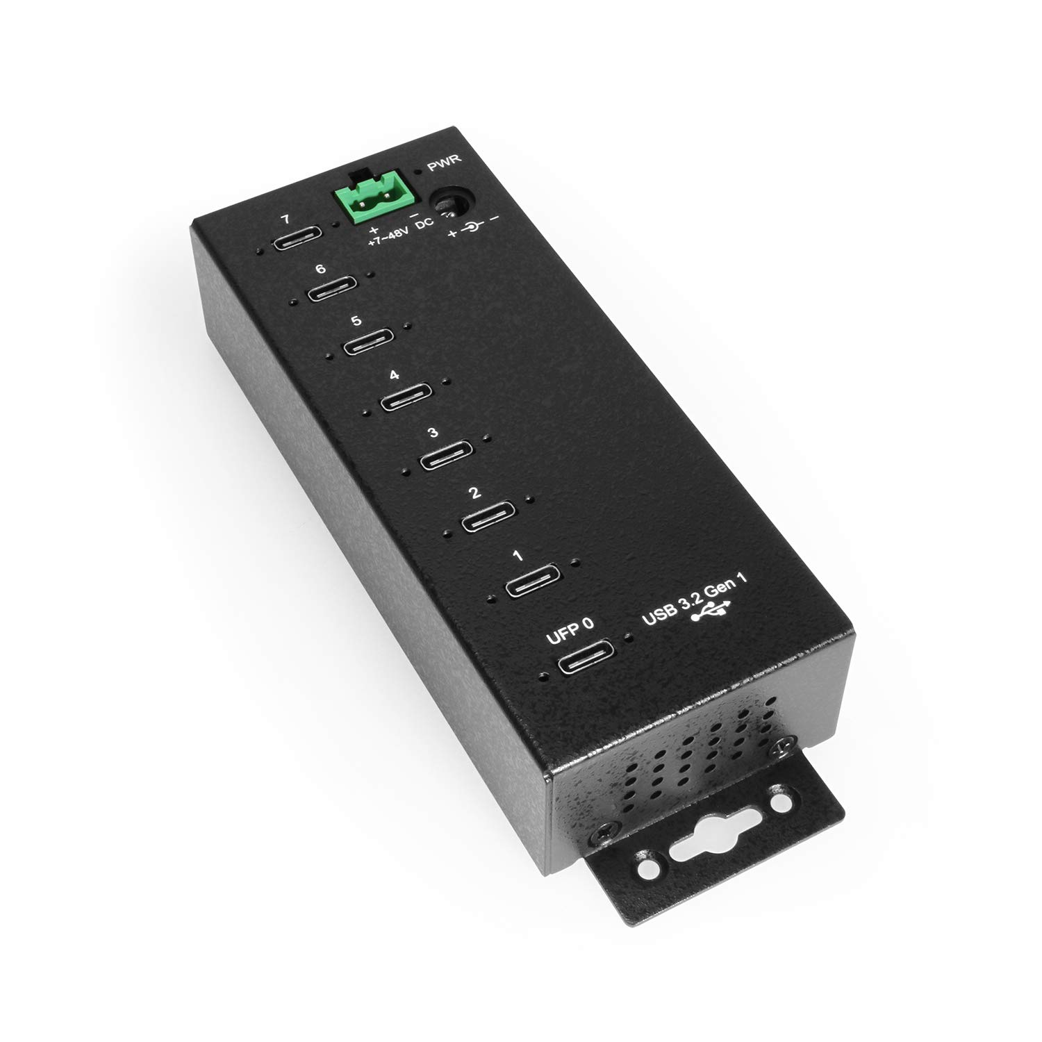 7-Port USB-C 3.2 Hub with 15KV ESD Surge Protection | DIN Rail Mount | High-Speed Data Transfer for Industrial & Office Use