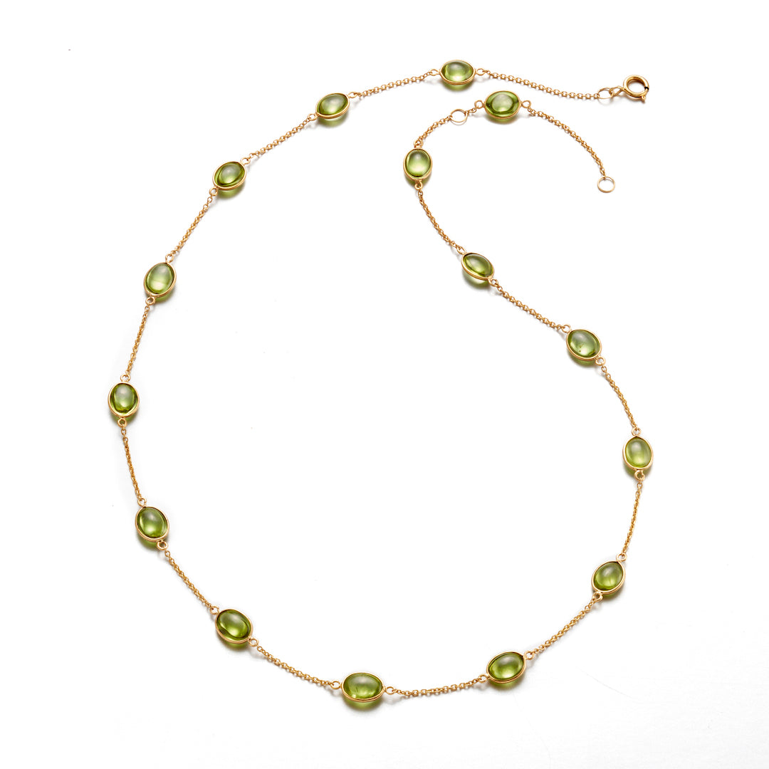 Peridot Station Necklace - Elegant Green Gemstone Jewelry for Women, Perfect for Everyday Wear, Parties & Special Occasions