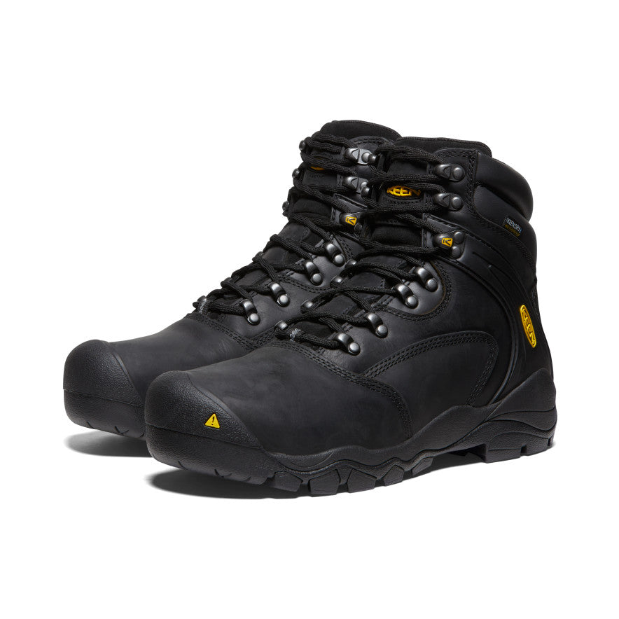 Men's Louisville 6 Waterproof Steel Toe Work Boots - Black | Heavy Duty Construction, Slip Resistant, Comfortable for Outdoor Work, Hiking & Industrial Jobs