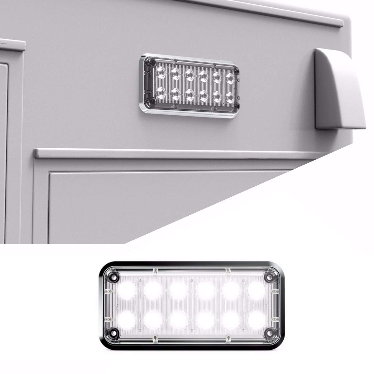 Alpha-Z 7x3 Ambulance LED Surface Mount Emergency Strobe Lights - Ultra Slim Fire Truck Warning Light (Clear Lens) for Emergency Vehicles & First Responders - Perfect for Ambulances, Fire Trucks, Police Cars & Roadside Safety