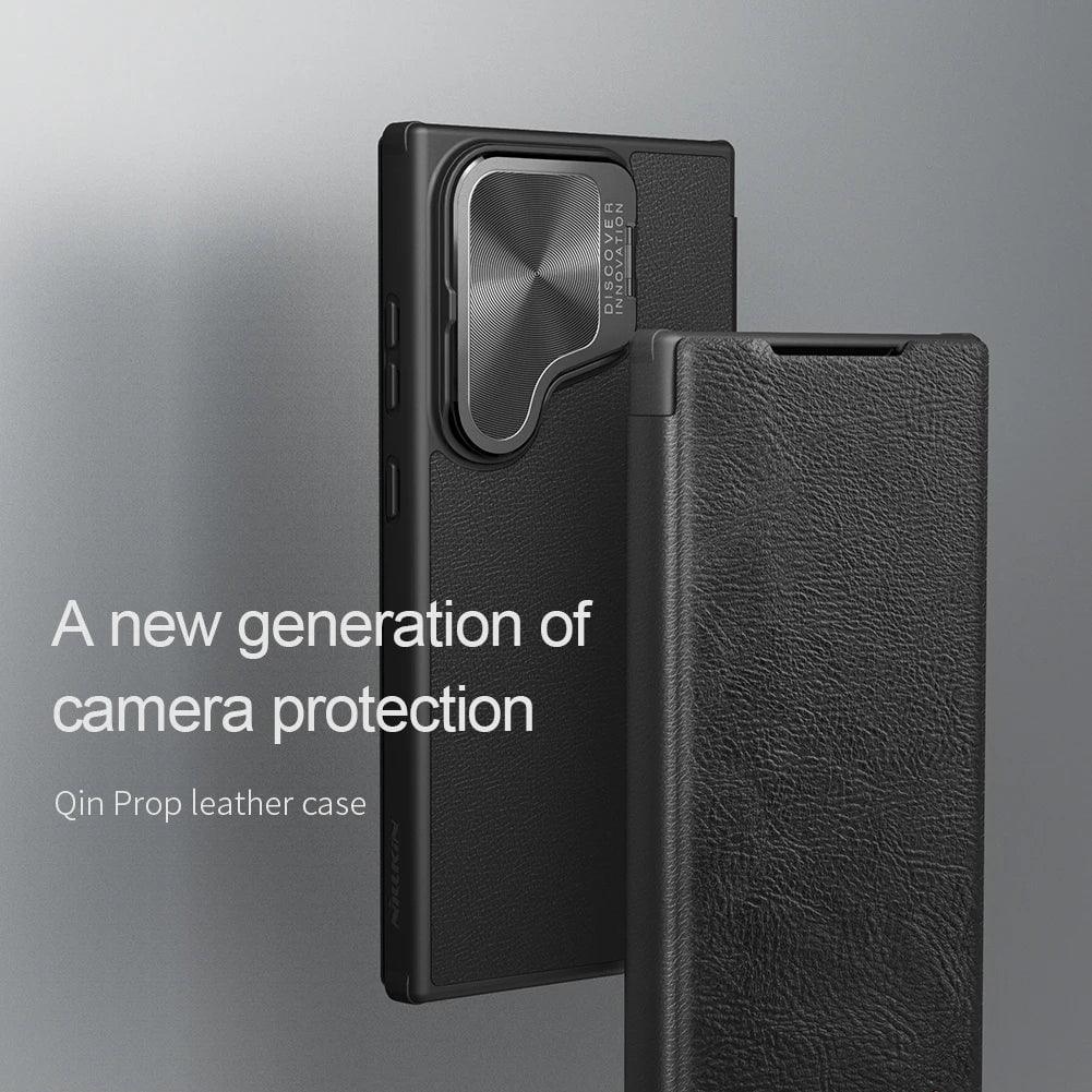 NILLKIN Vegan Leather Flip Cover with Card Slot for Samsung Galaxy S24 - Slim Protective Case for Everyday Use & Travel