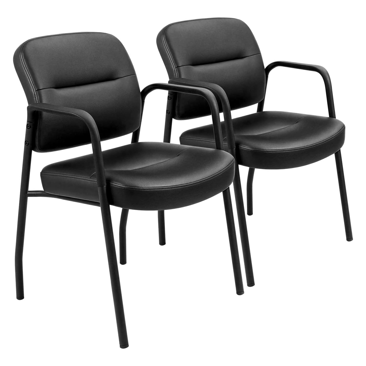 Devoko 2-Pack Premium Leather Reception Chairs - Ergonomic Office Waiting Room Chairs with Armrests & Lumbar Support - Executive Guest Chairs for Lobby, Clinic, Hotel, and Business Waiting Areas