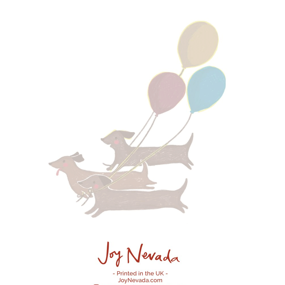 Joy Nevada Sausage Dogs with Balloons Birthday Card - Funny Dachshund Greeting Card for Dog Lovers, Birthday Party Invitations & Celebrations