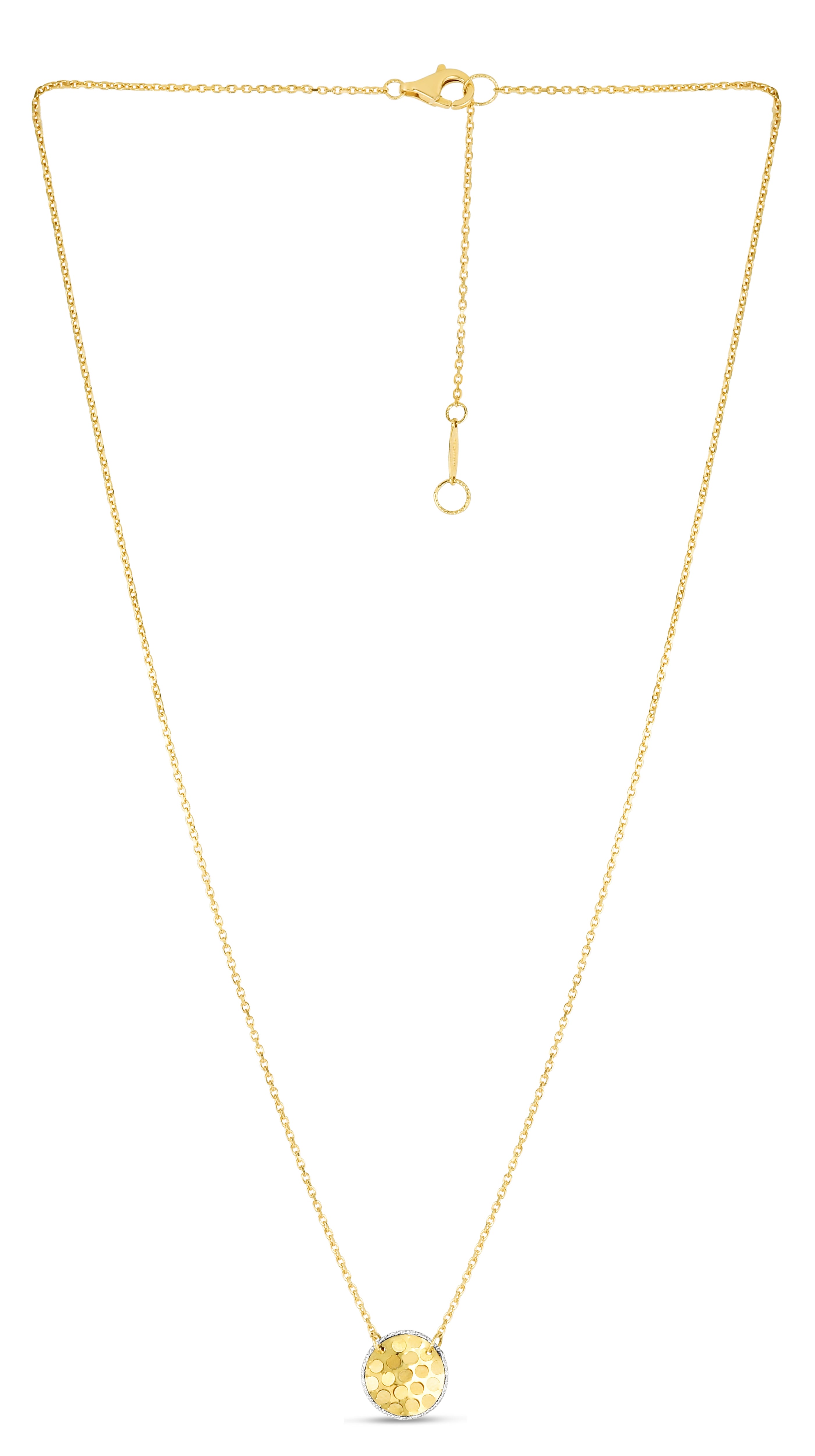 14K Gold Confetti Round Disc Necklace - Elegant Dainty Layering Jewelry for Women - Perfect for Parties, Weddings & Everyday Wear