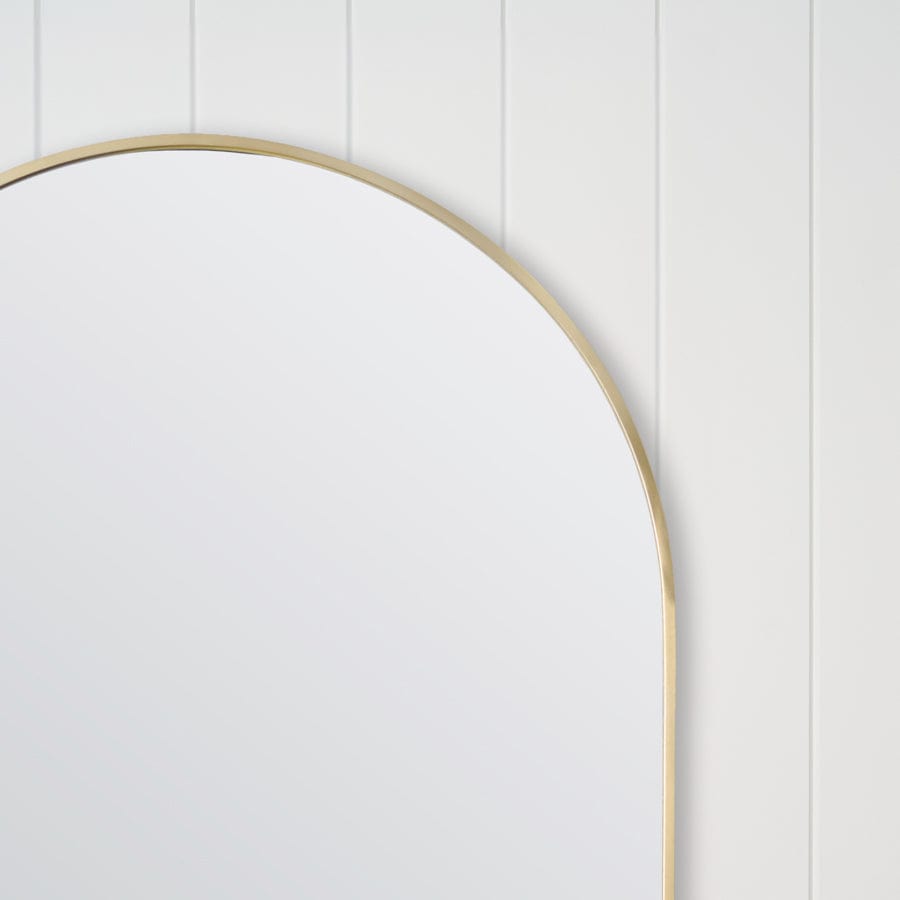 Brass Arch Mirror - Elegant Brushed Brass Wall Mirror for Bathroom, Bedroom, or Entryway Decor