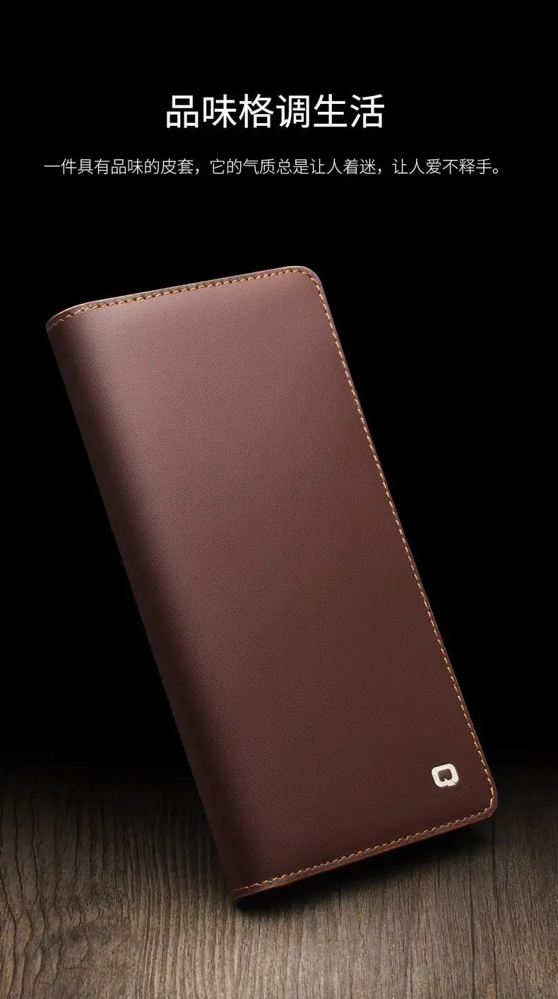 Samsung Galaxy S25 Ultra Genuine Leather Flip Wallet Case - Retro Style Protective Cover with Card Slots for Daily Use & Travel Accessories