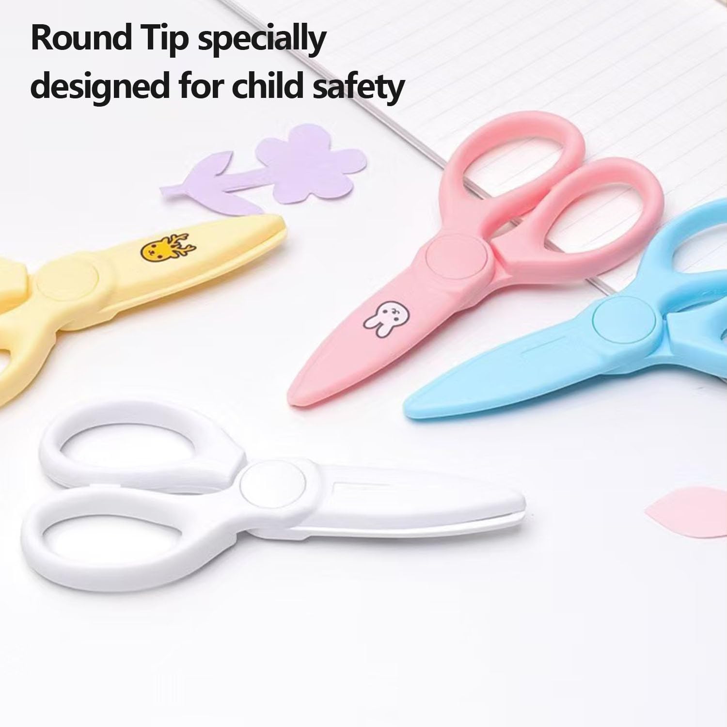 Kids Plastic Safety Scissors - Easy Grip Preschool Training Scissors for Toddlers | Perfect for School Projects, Arts & Crafts, Classroom Activities (Yellow)