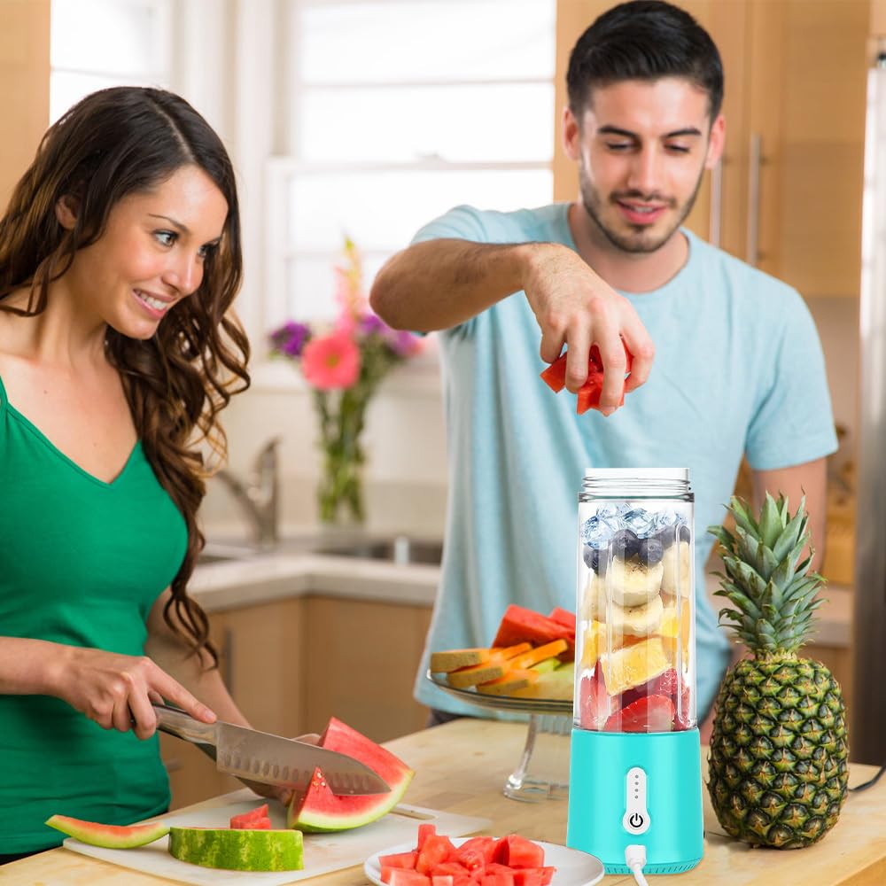 CLIUNT 500ML USB Portable Blender - Electric Mini Smoothie Maker with 6 Blades for Milk, Juice, Fruits, Shakes - Perfect for Family, Sports, Outdoor & Travel - Compact USB Rechargeable Personal Blender for Home, Gym, Camping and On-the-Go Healthy Drinks